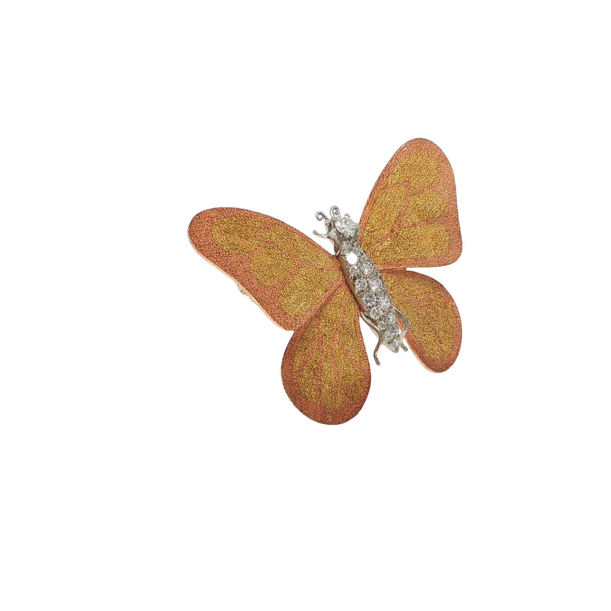 Vintage 18K Gold Diamond Butterfly Brooch