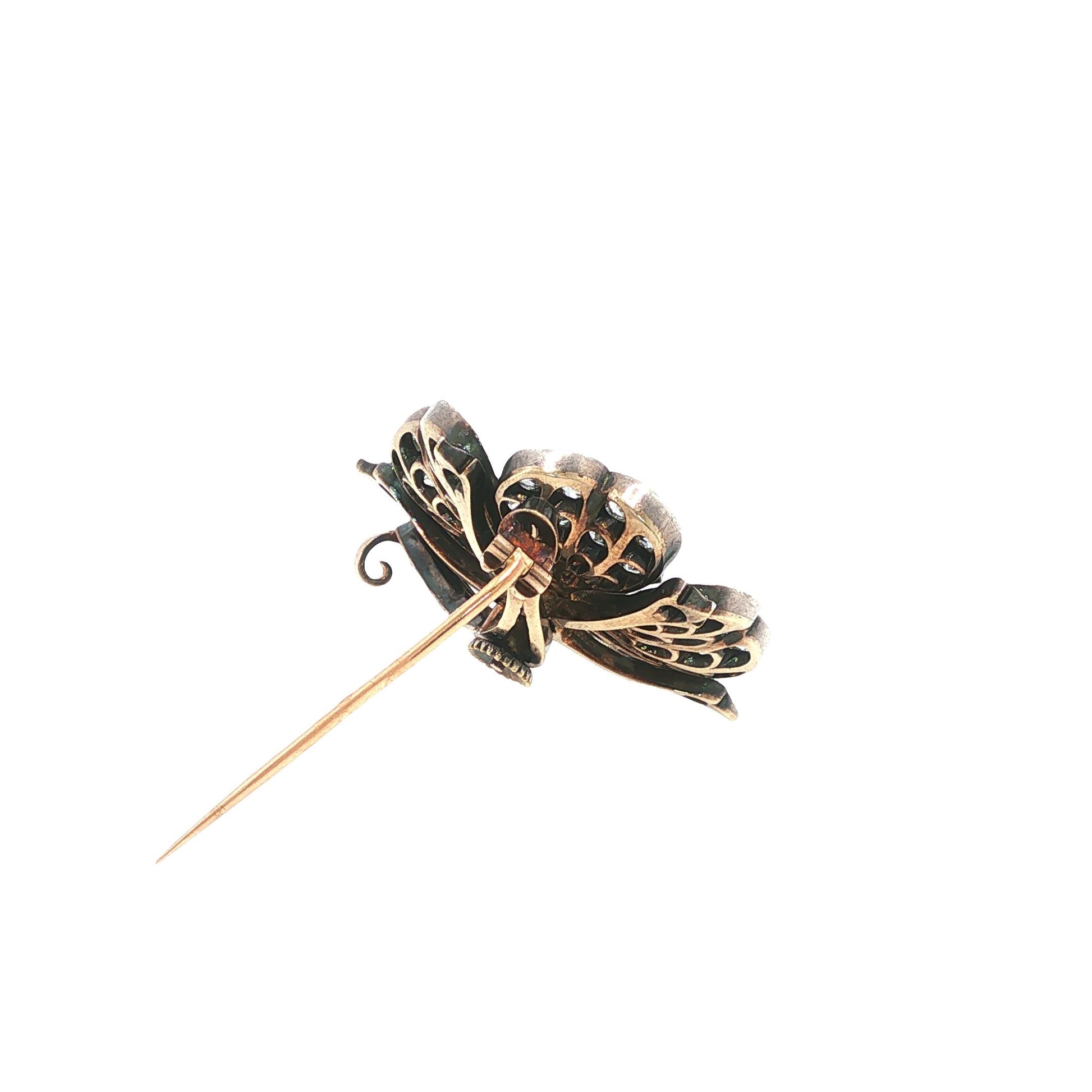 Victorian Gold & Silver 7.75 Carat Antique Diamond Floral Brooch with Fitted Box
