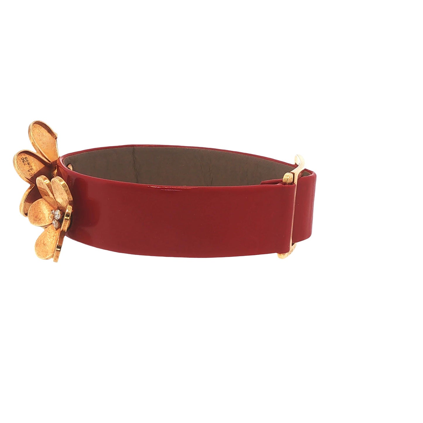 Rare Vintage Van Cleef & Arpels Frivole 18K Gold Diamond Flower Leather Bracelet