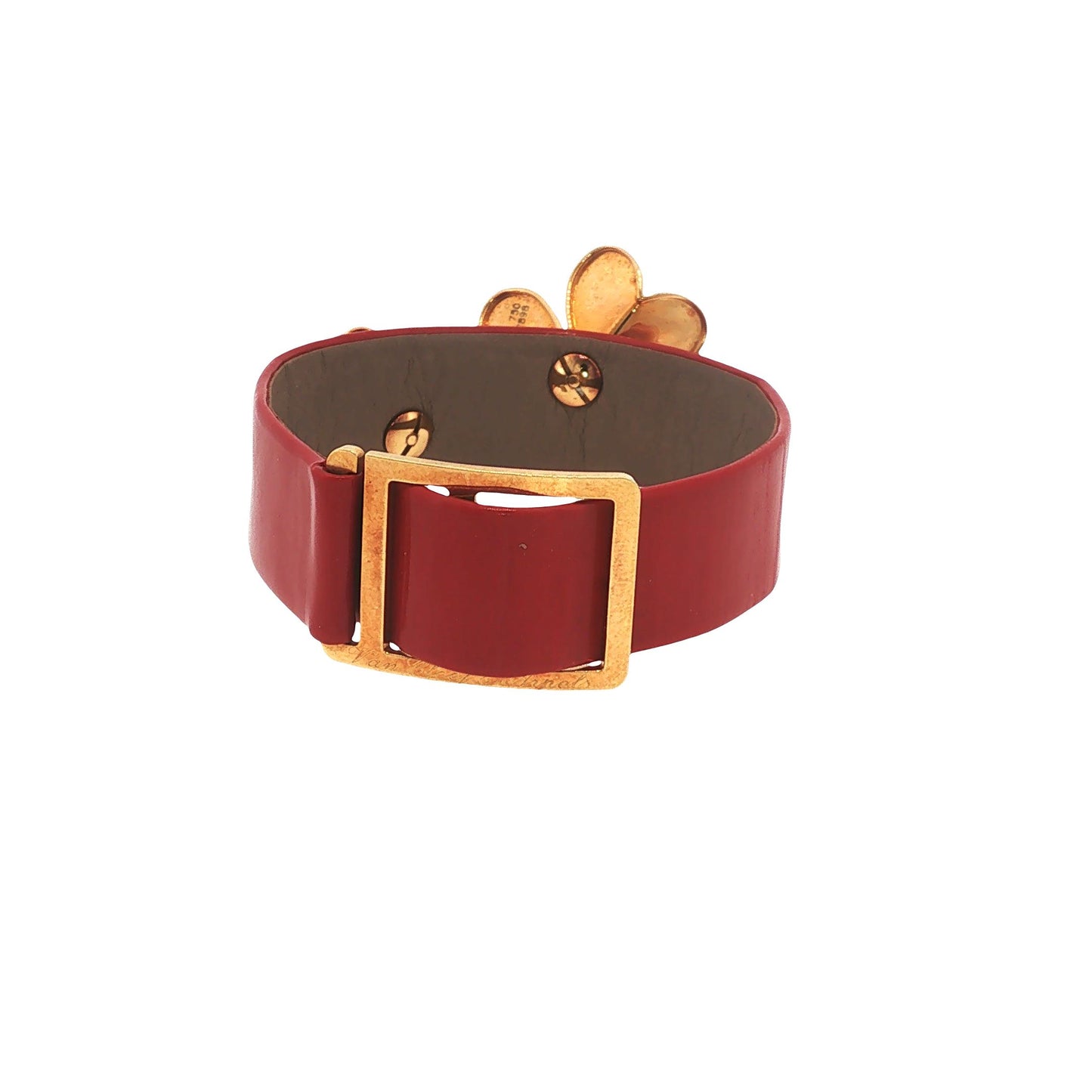 Rare Vintage Van Cleef & Arpels Frivole 18K Gold Diamond Flower Leather Bracelet