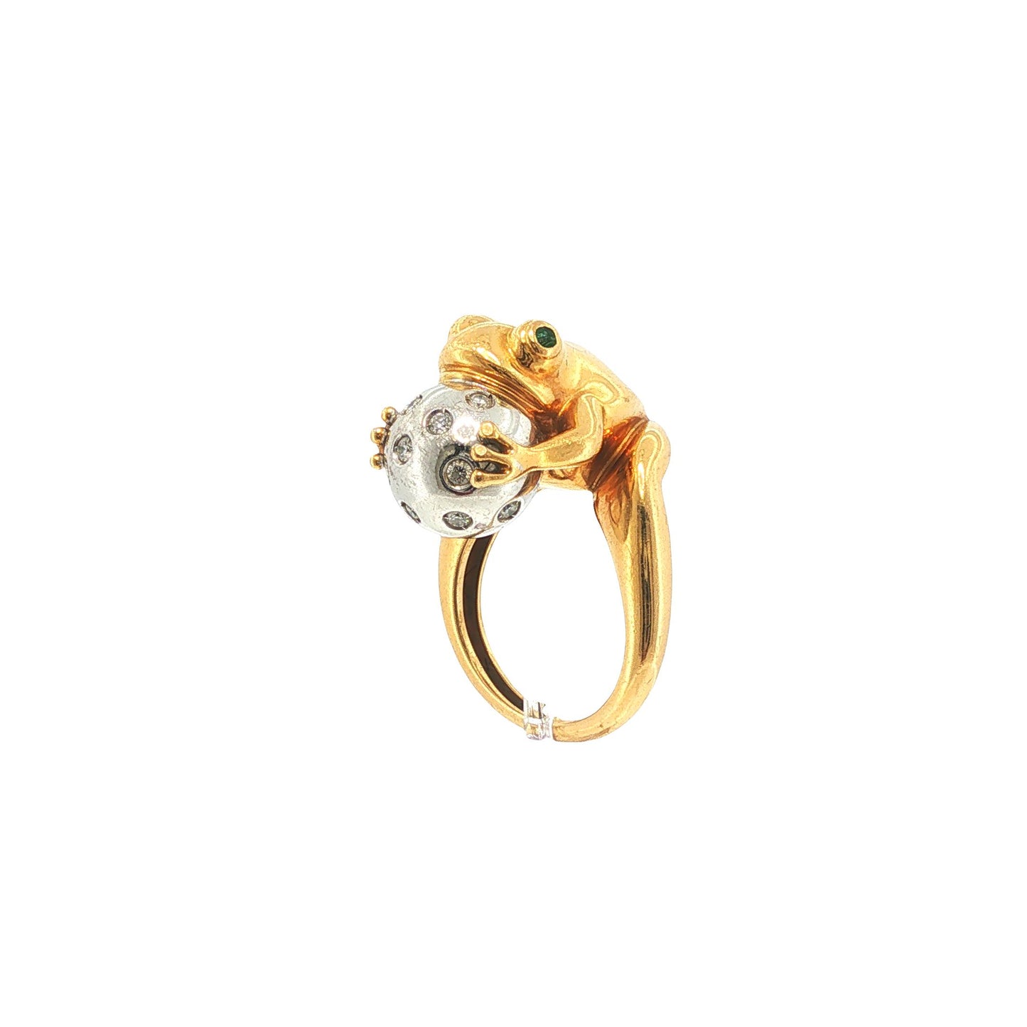 Boucheron 18K Gold Diamond & Tsavorite Frog Ring