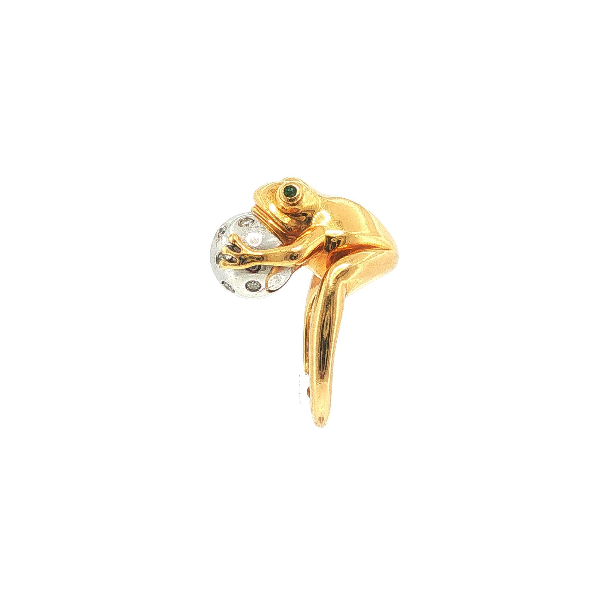 Boucheron 18K Gold Diamond & Tsavorite Frog Ring