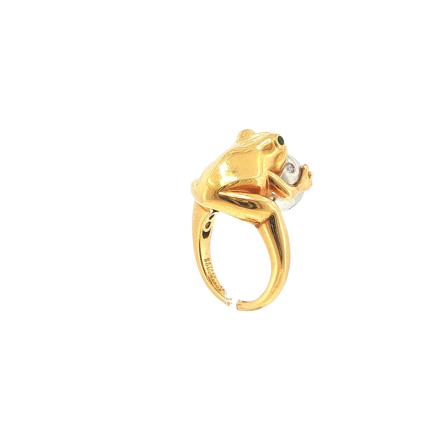 Boucheron 18K Gold Diamond & Tsavorite Frog Ring