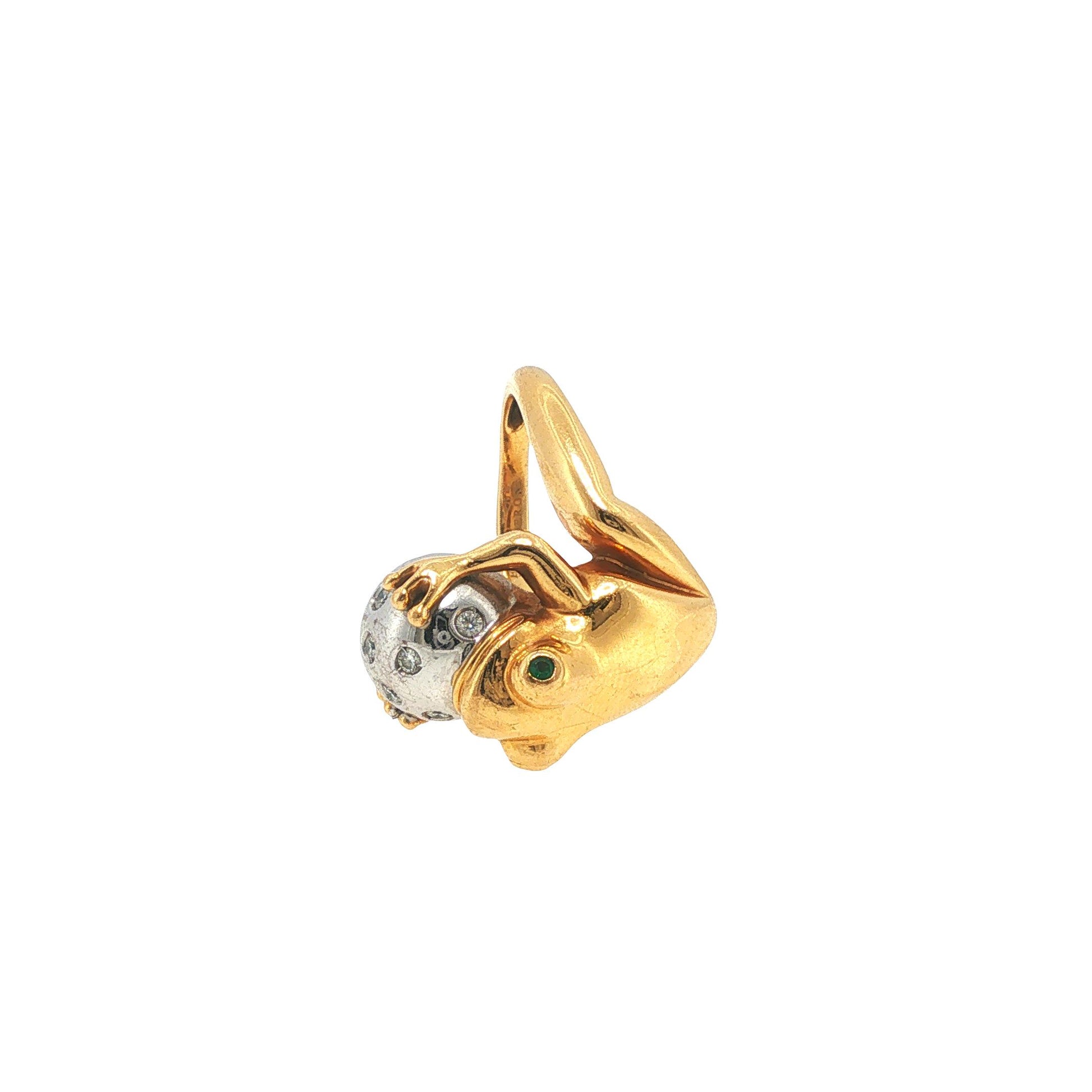 Boucheron 18K Gold Diamond & Tsavorite Frog Ring
