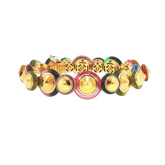 Vintage Marina B. Multi-Colored Glass & 18K Gold Bracelet