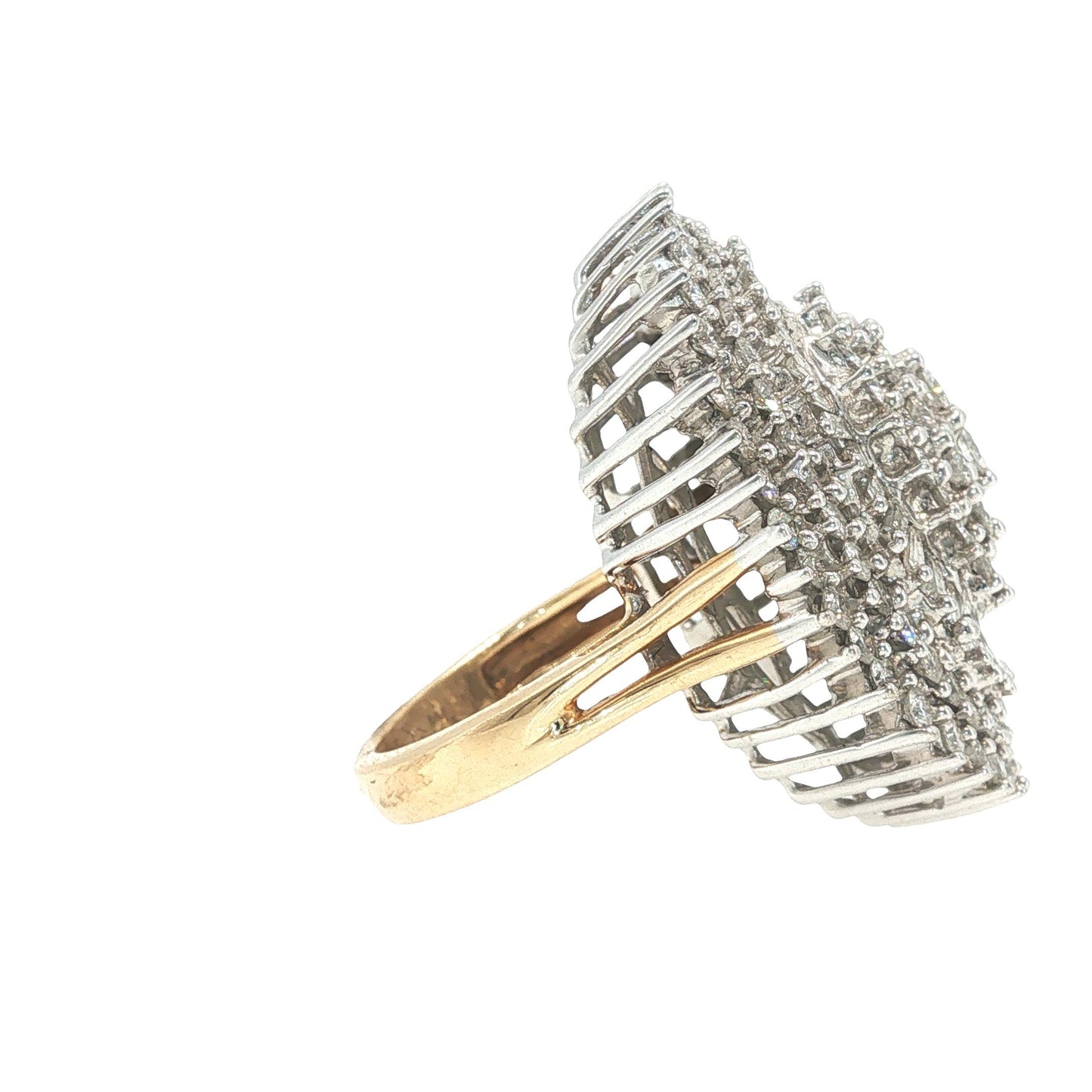 14K Gold 4.89 Carat Diamond Baguette Cluster Cocktail Ring