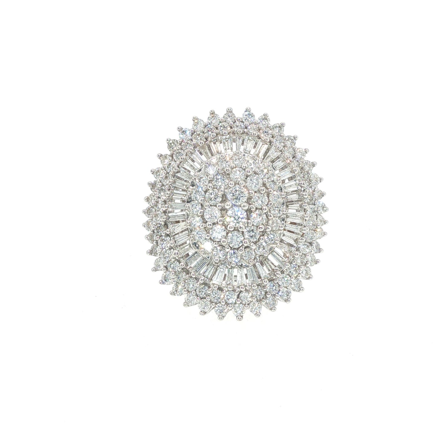 14K Gold 4.89 Carat Diamond Baguette Cluster Cocktail Ring