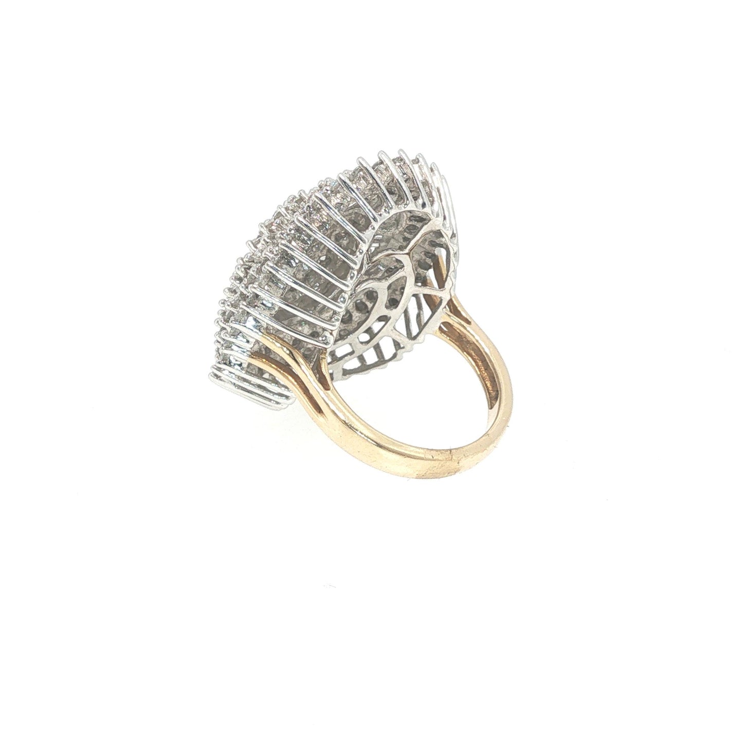 14K Gold 4.89 Carat Diamond Baguette Cluster Cocktail Ring