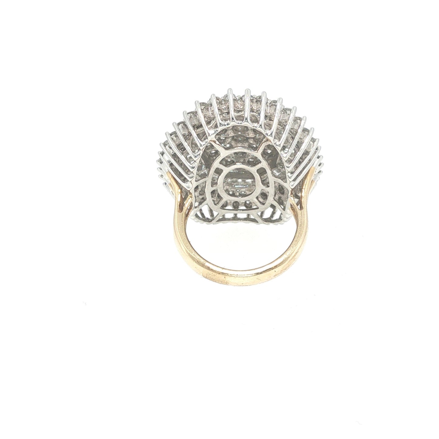 14K Gold 4.89 Carat Diamond Baguette Cluster Cocktail Ring