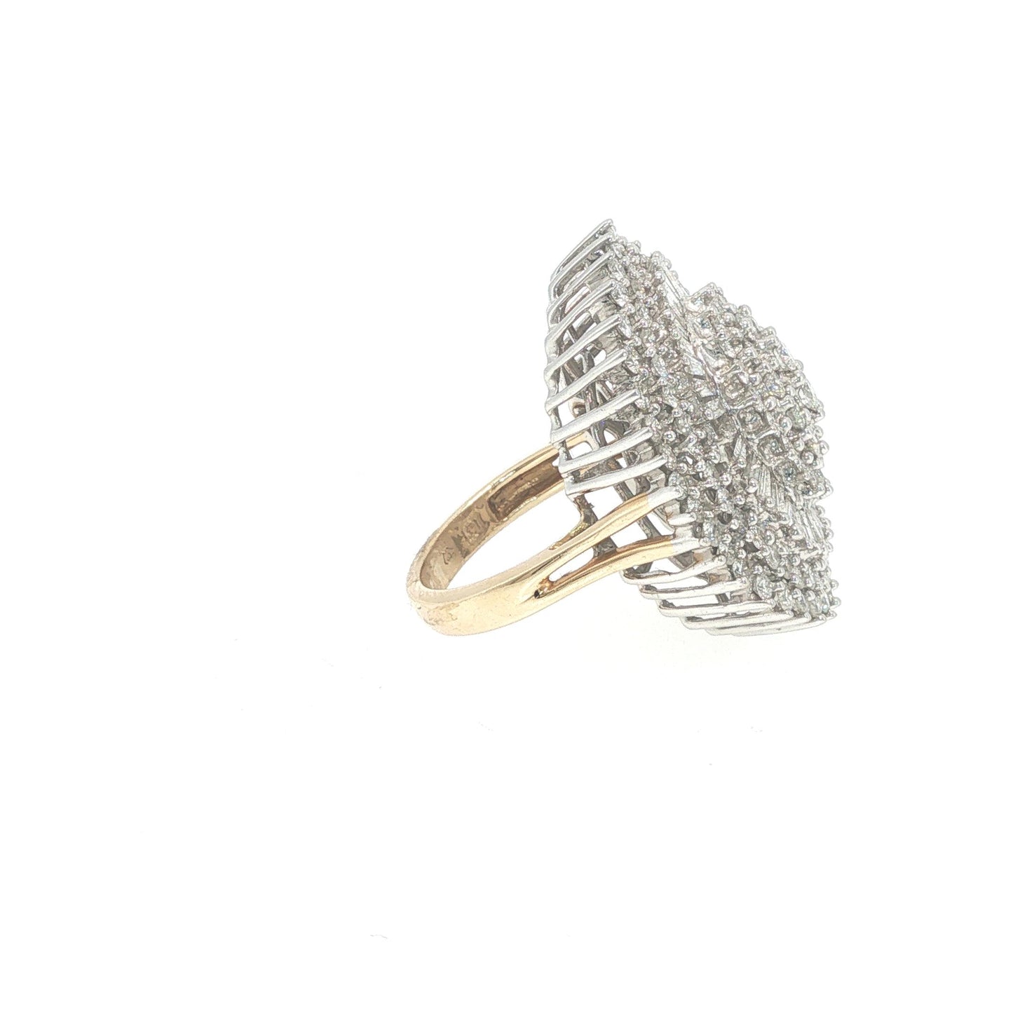 14K Gold 4.89 Carat Diamond Baguette Cluster Cocktail Ring