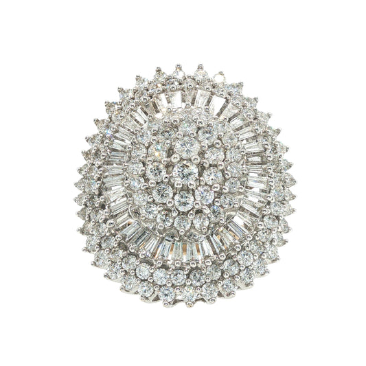 14K Gold 4.89 Carat Diamond Baguette Cluster Cocktail Ring