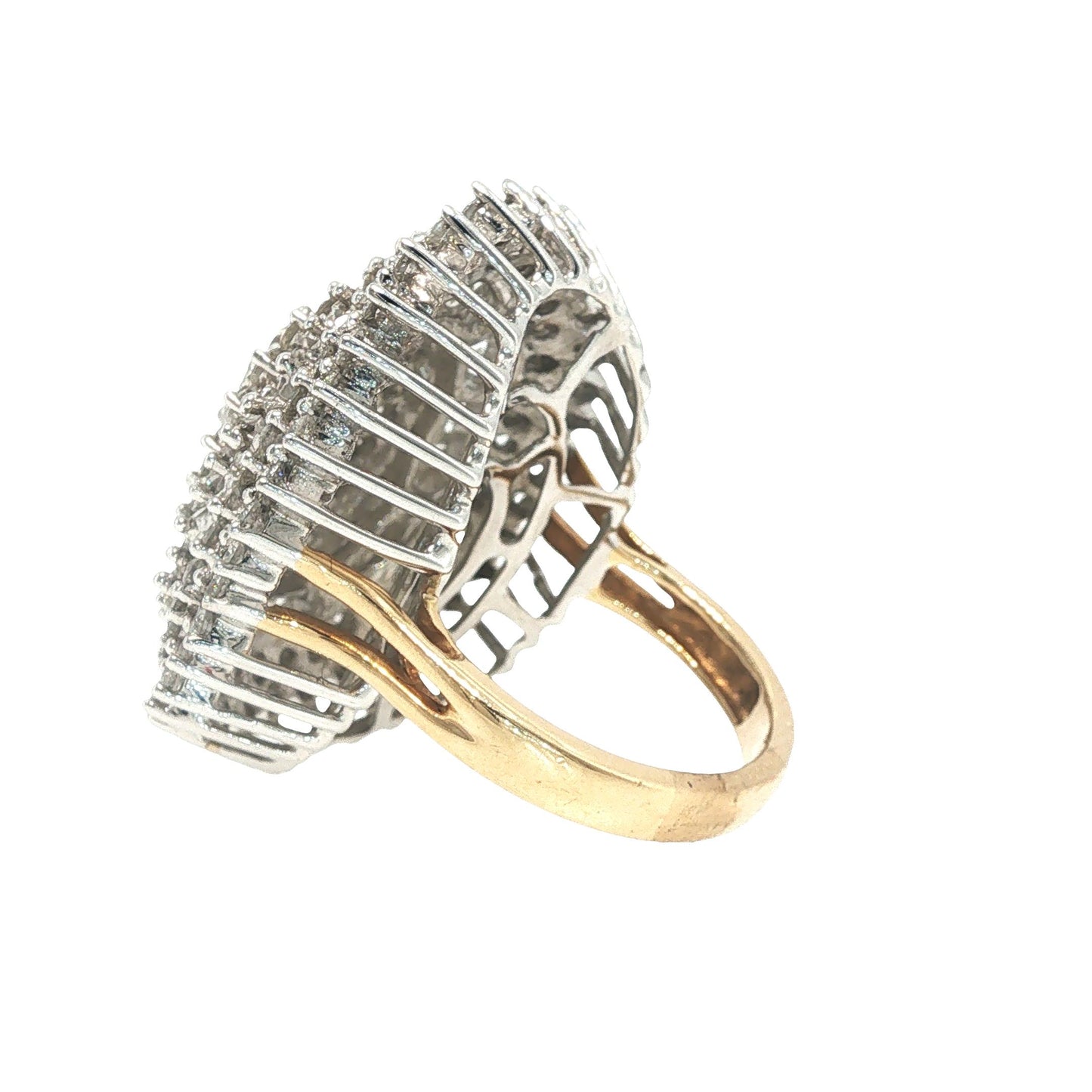 14K Gold 4.89 Carat Diamond Baguette Cluster Cocktail Ring