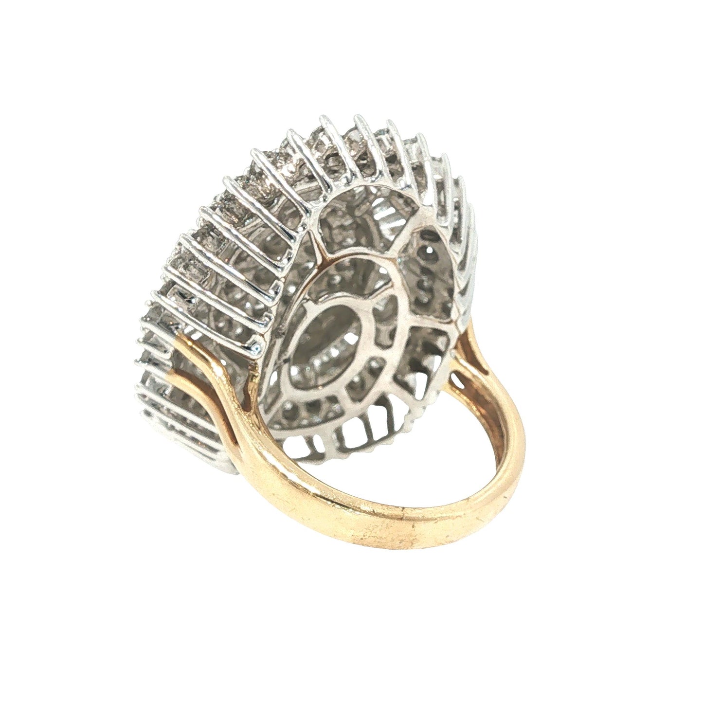 14K Gold 4.89 Carat Diamond Baguette Cluster Cocktail Ring