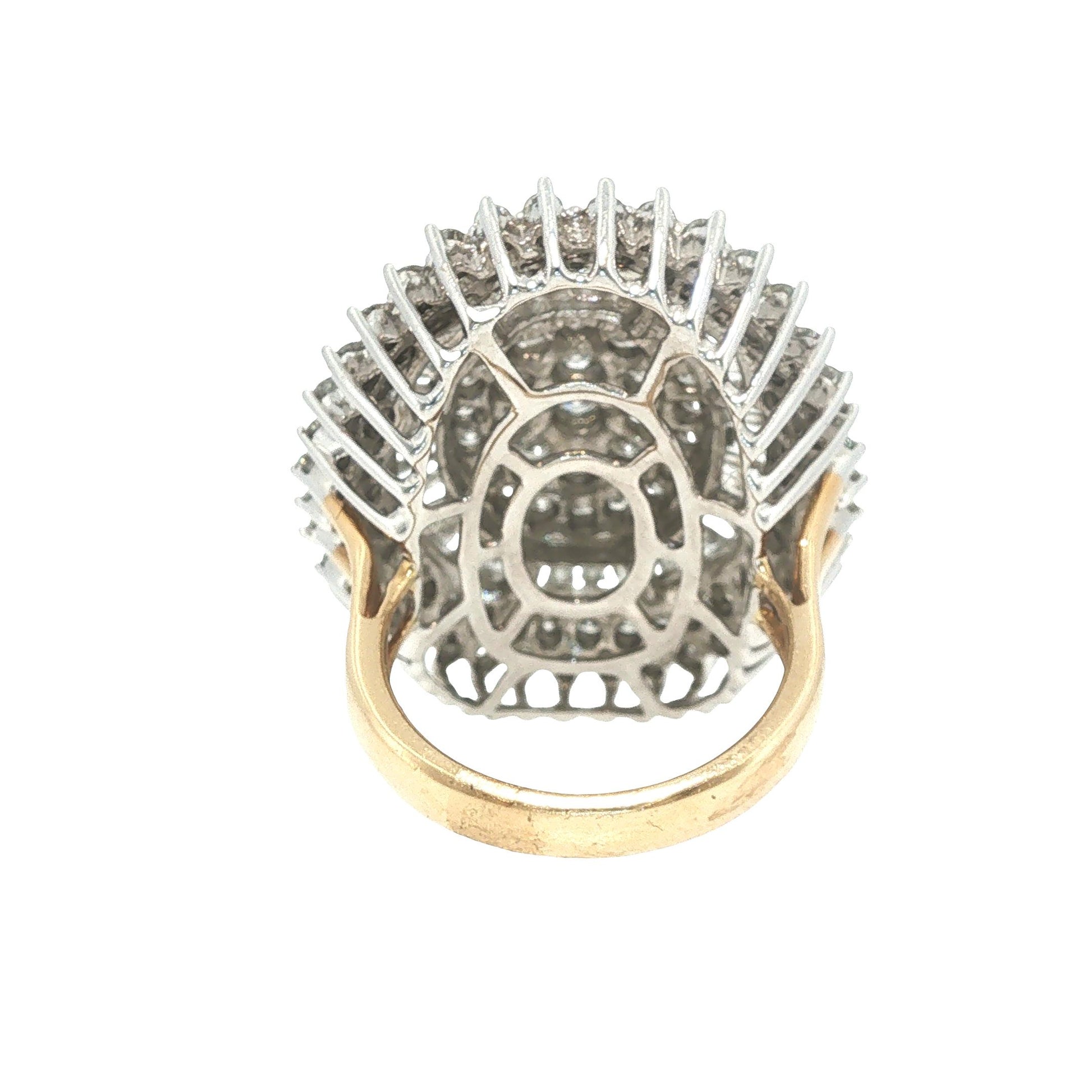 14K Gold 4.89 Carat Diamond Baguette Cluster Cocktail Ring