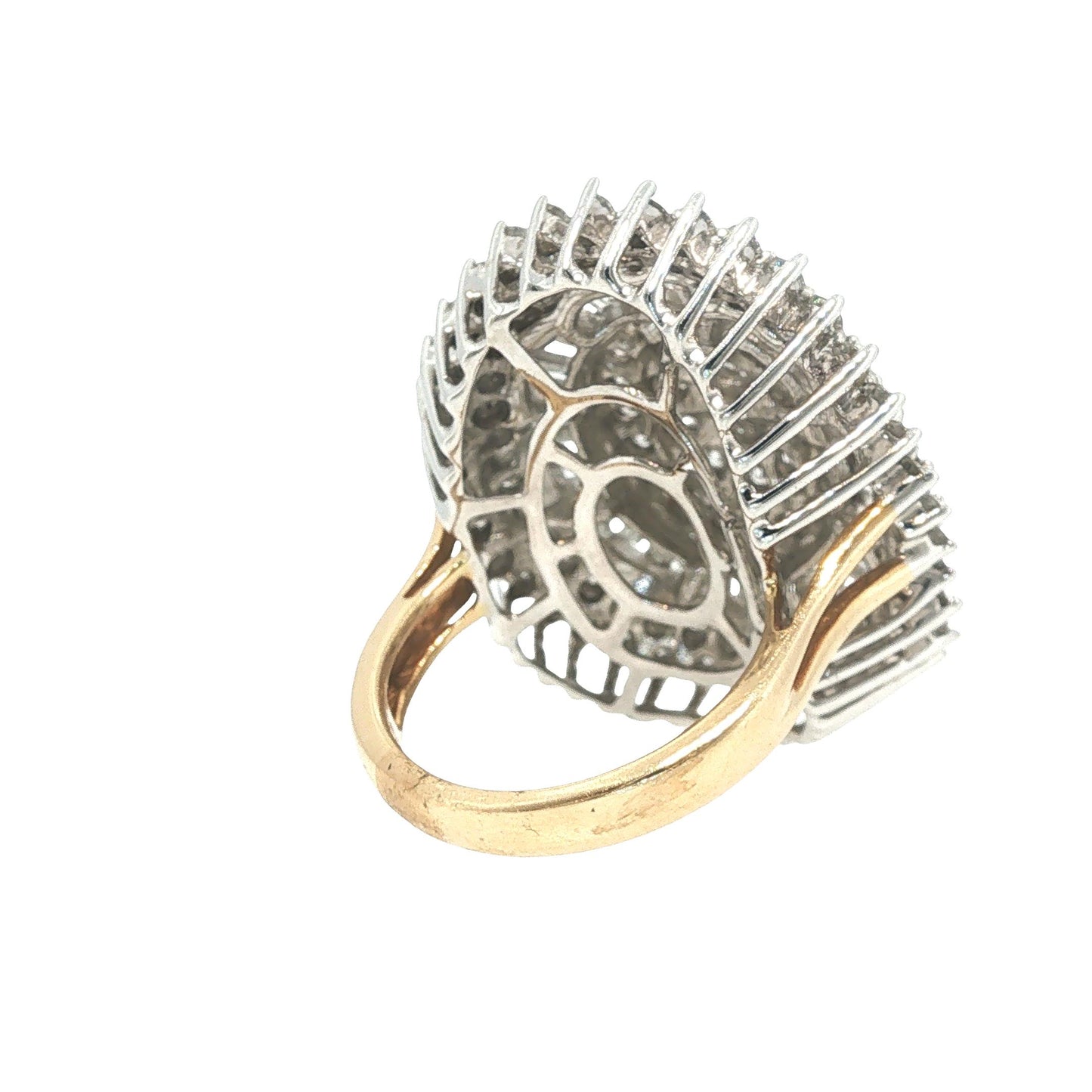 14K Gold 4.89 Carat Diamond Baguette Cluster Cocktail Ring