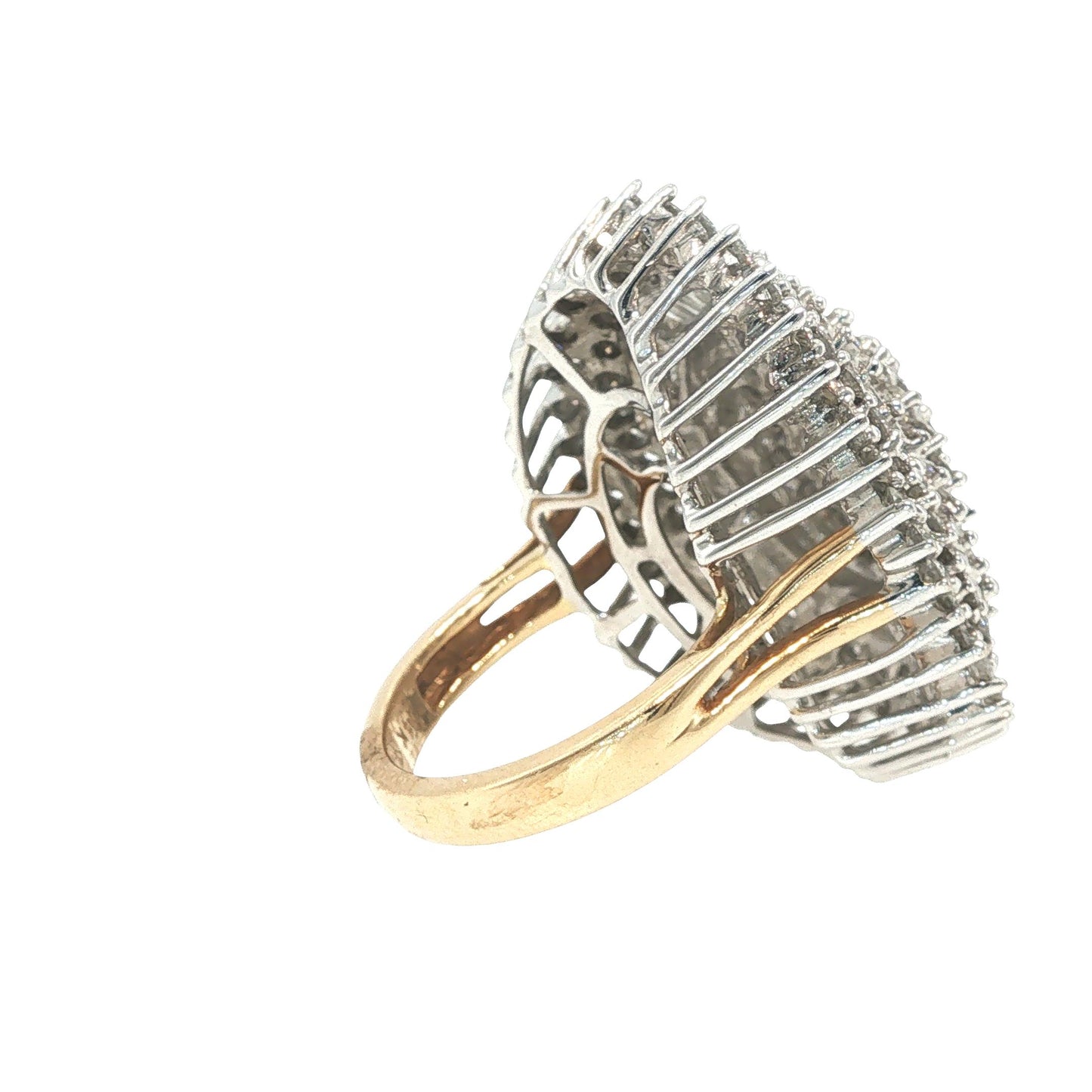 14K Gold 4.89 Carat Diamond Baguette Cluster Cocktail Ring