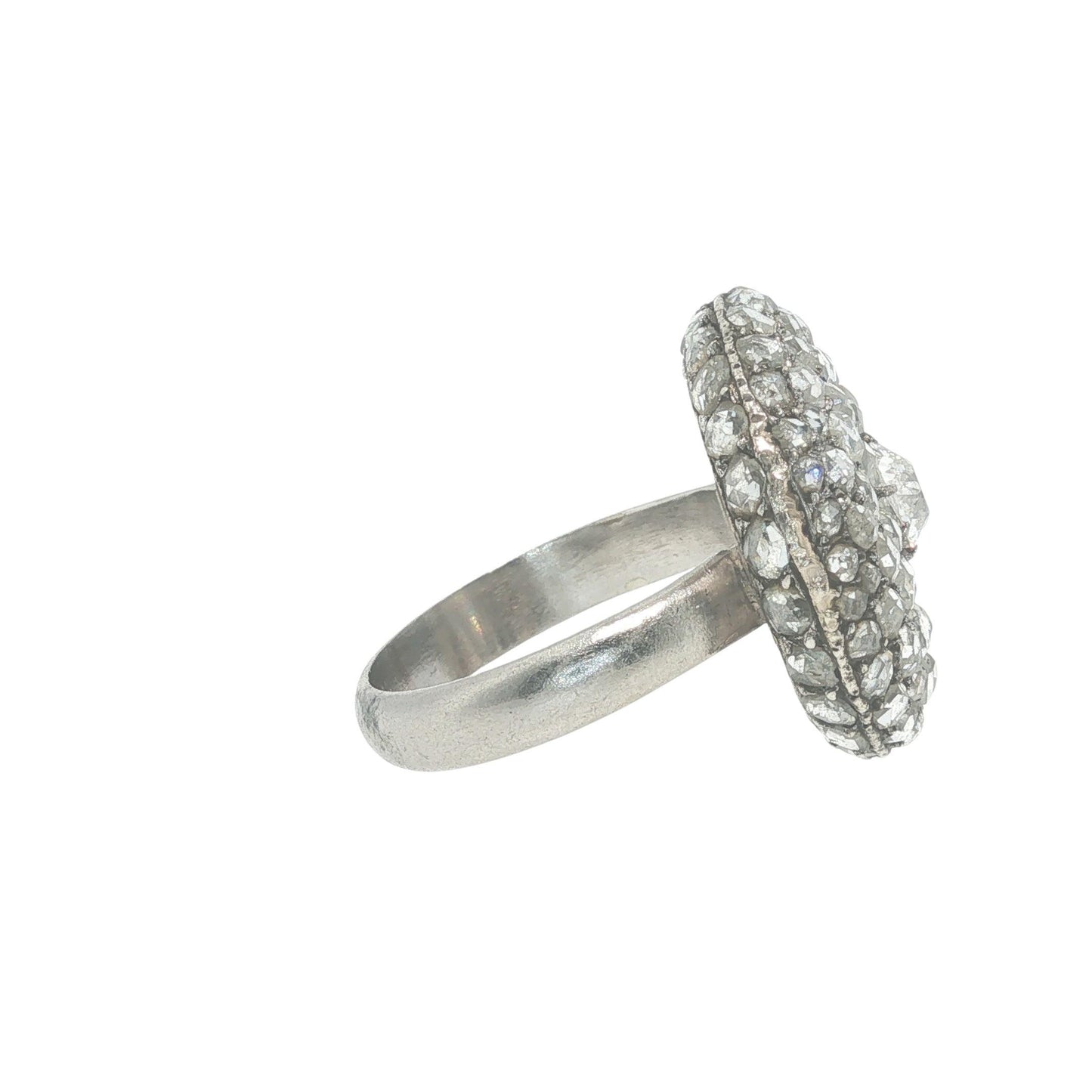 PLATINUM ROSE CUT DIAMOND CLUSTER RING