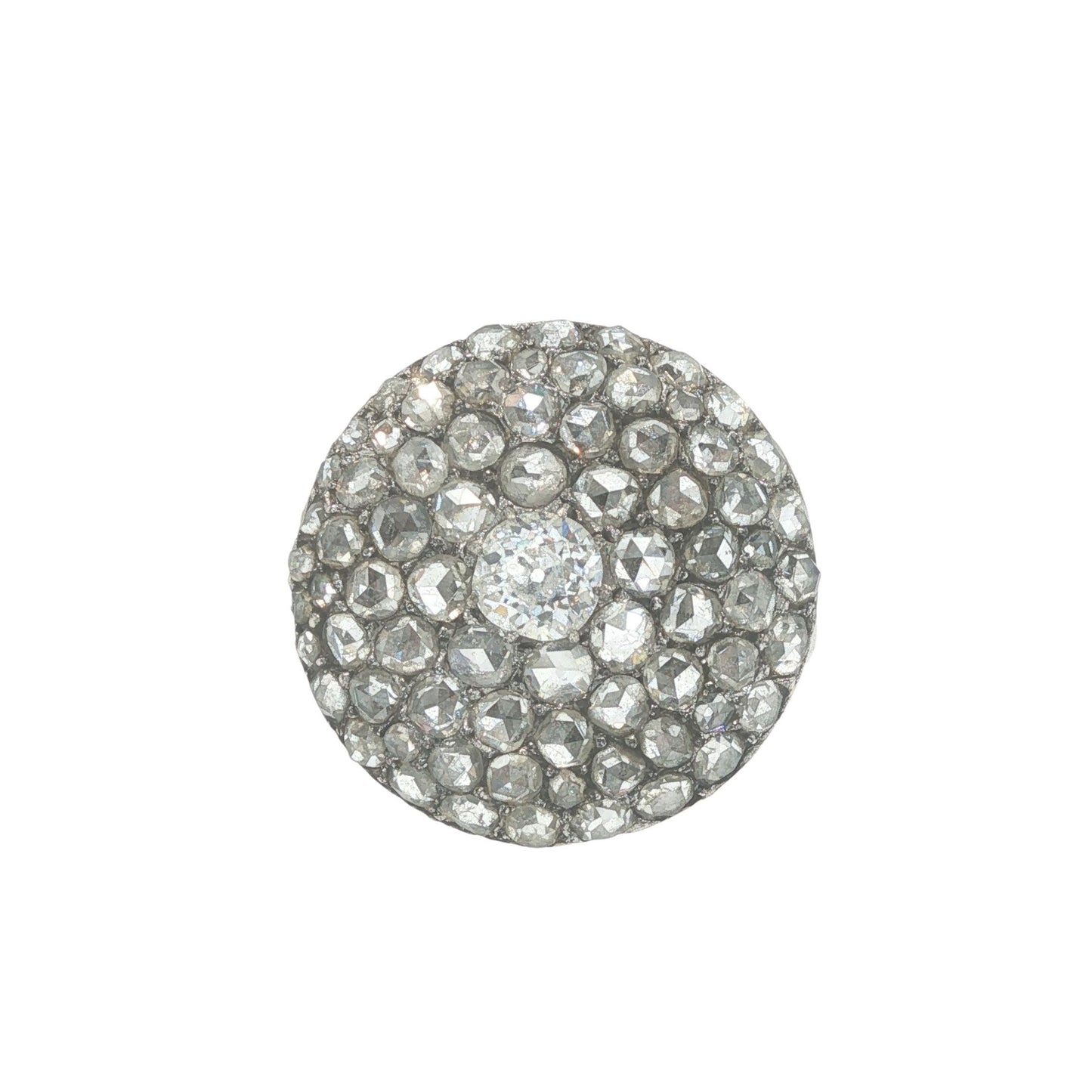 PLATINUM ROSE CUT DIAMOND CLUSTER RING