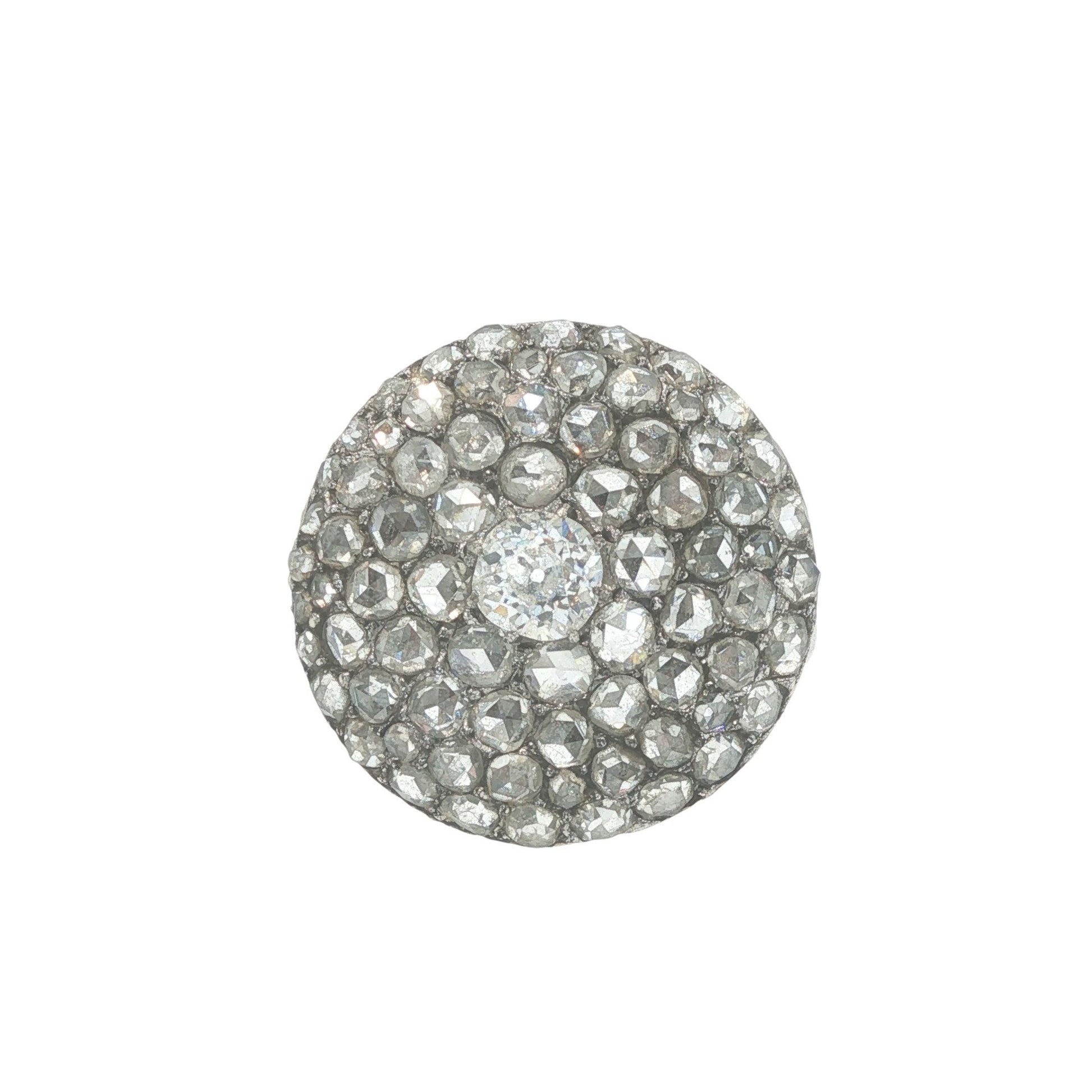 PLATINUM ROSE CUT DIAMOND CLUSTER RING