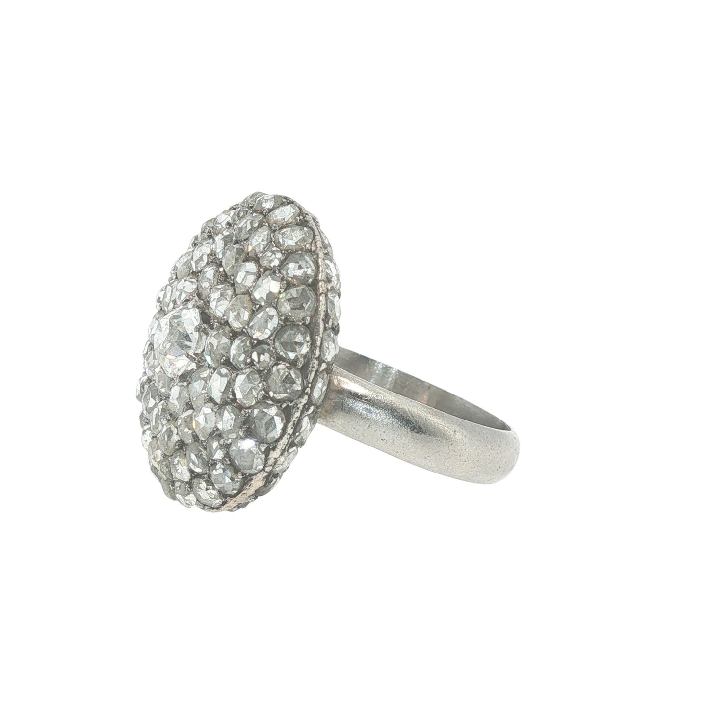 PLATINUM ROSE CUT DIAMOND CLUSTER RING