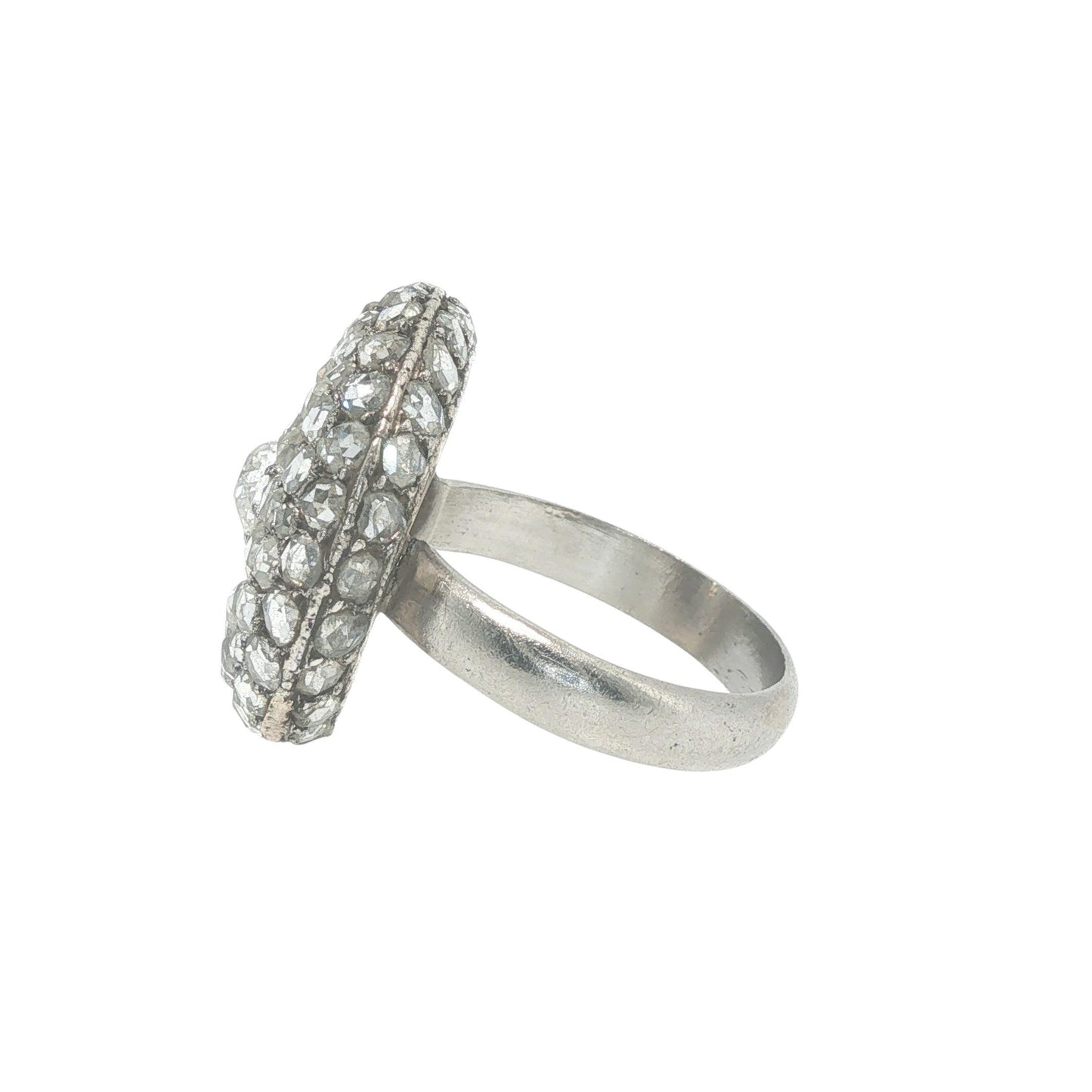 PLATINUM ROSE CUT DIAMOND CLUSTER RING