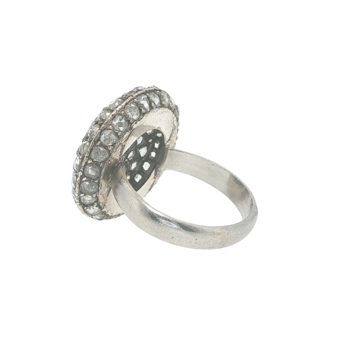 PLATINUM ROSE CUT DIAMOND CLUSTER RING