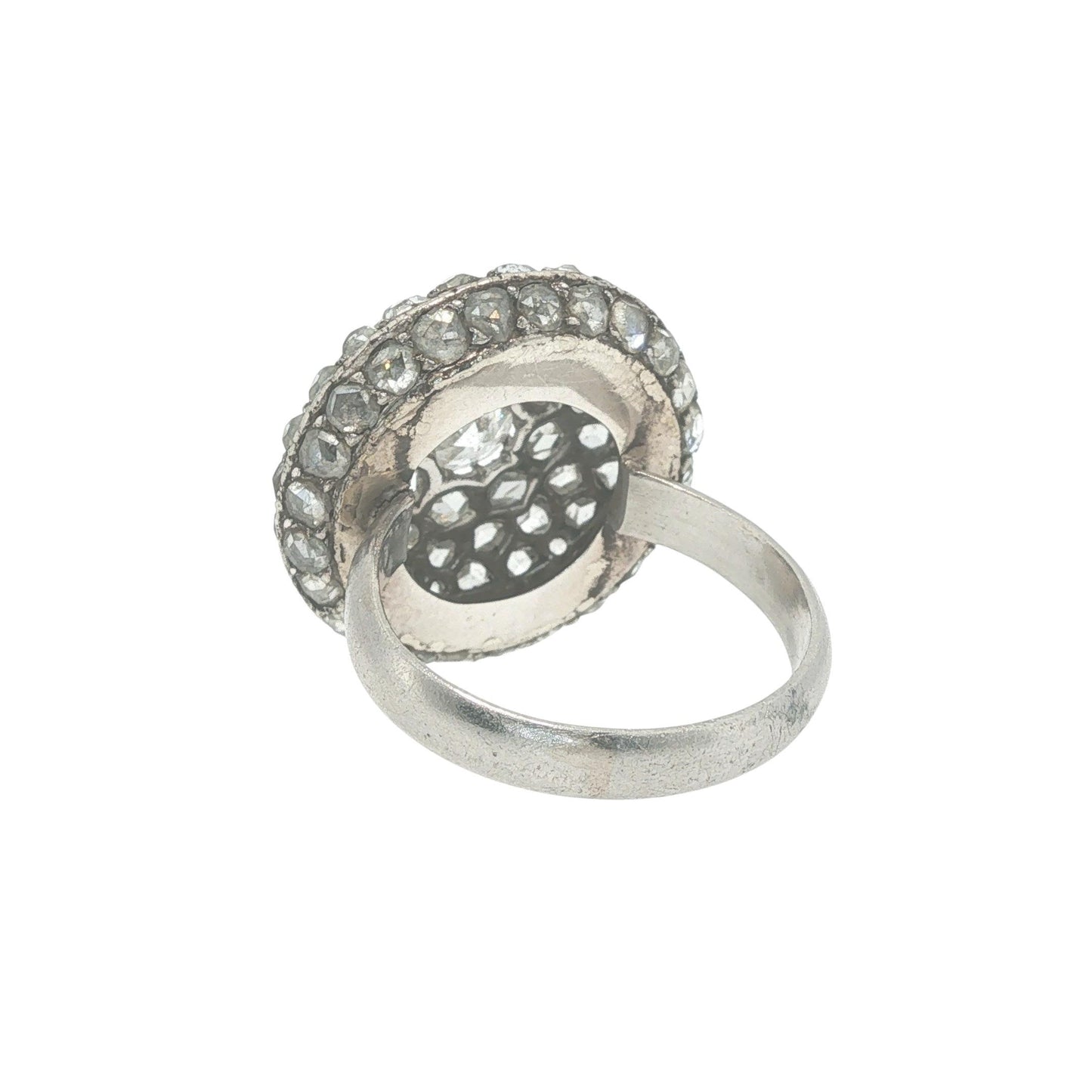 PLATINUM ROSE CUT DIAMOND CLUSTER RING
