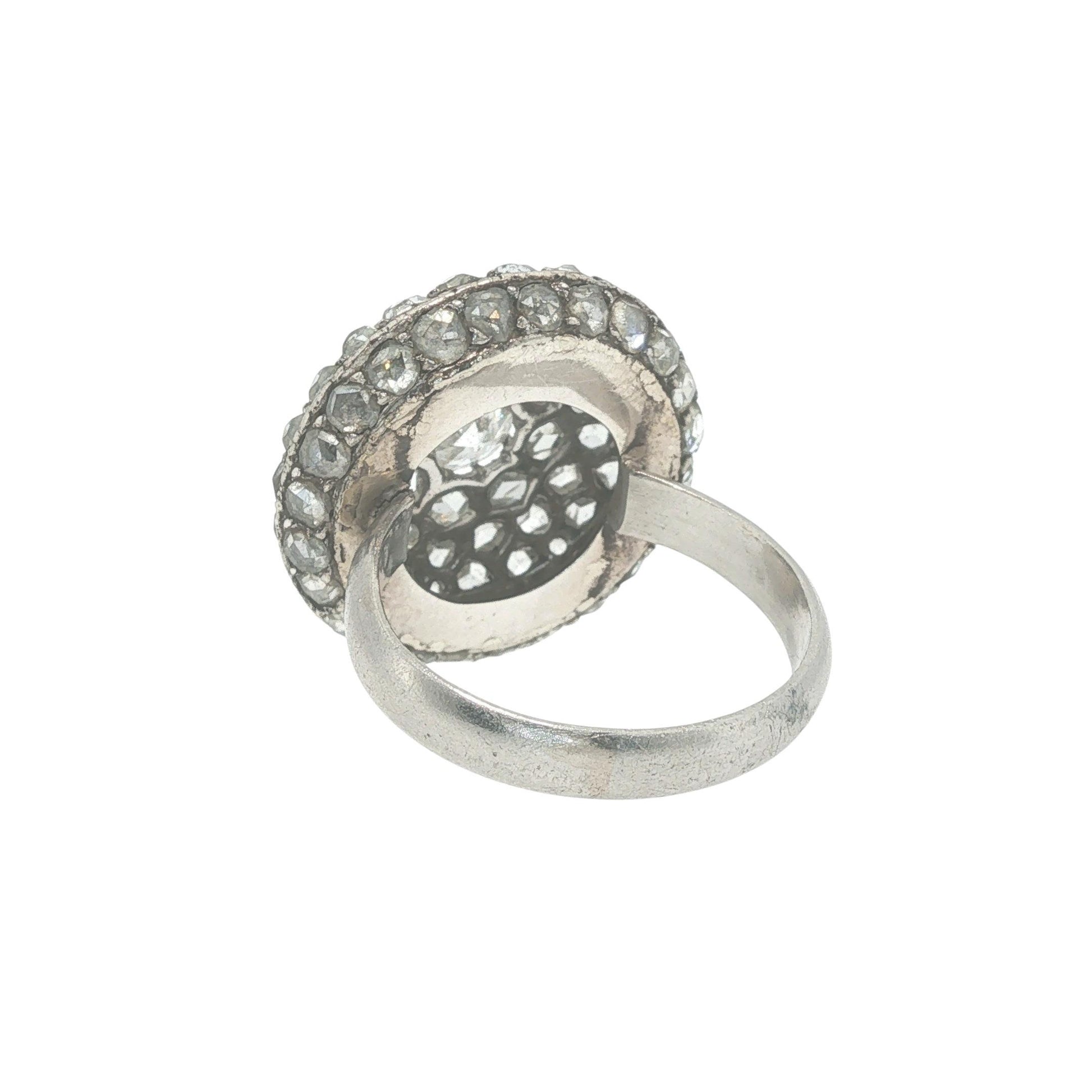 PLATINUM ROSE CUT DIAMOND CLUSTER RING