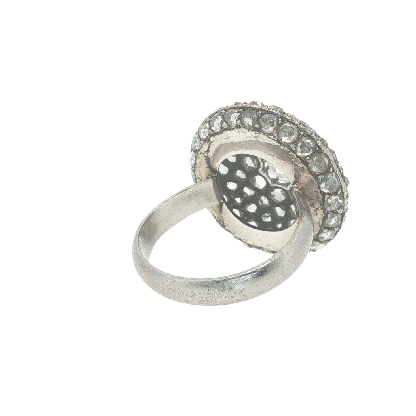 PLATINUM ROSE CUT DIAMOND CLUSTER RING