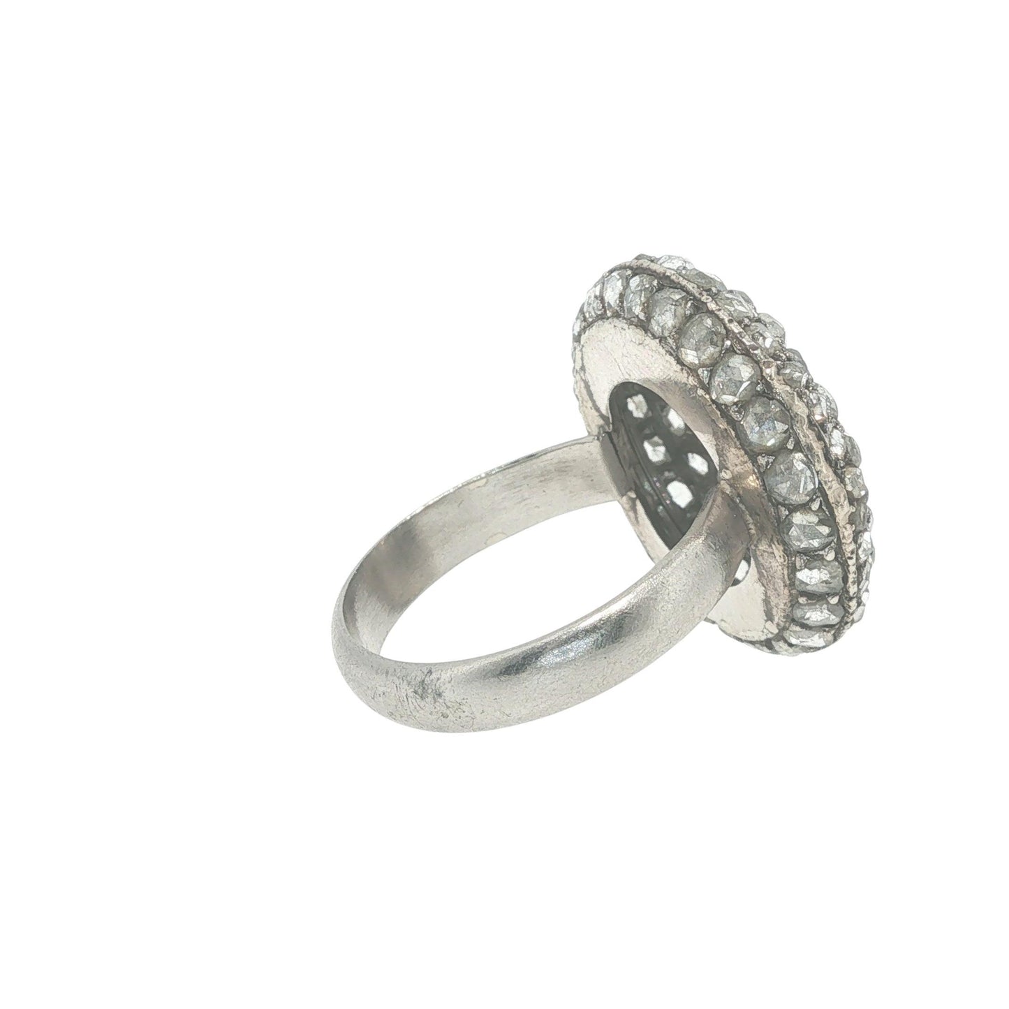 PLATINUM ROSE CUT DIAMOND CLUSTER RING