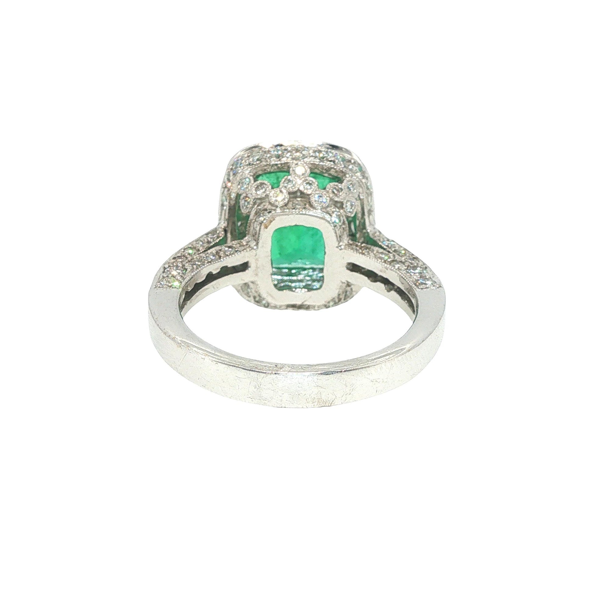 GIA Certified 4.29 Carat Colombian Emerald Diamond 18K White Gold Ring