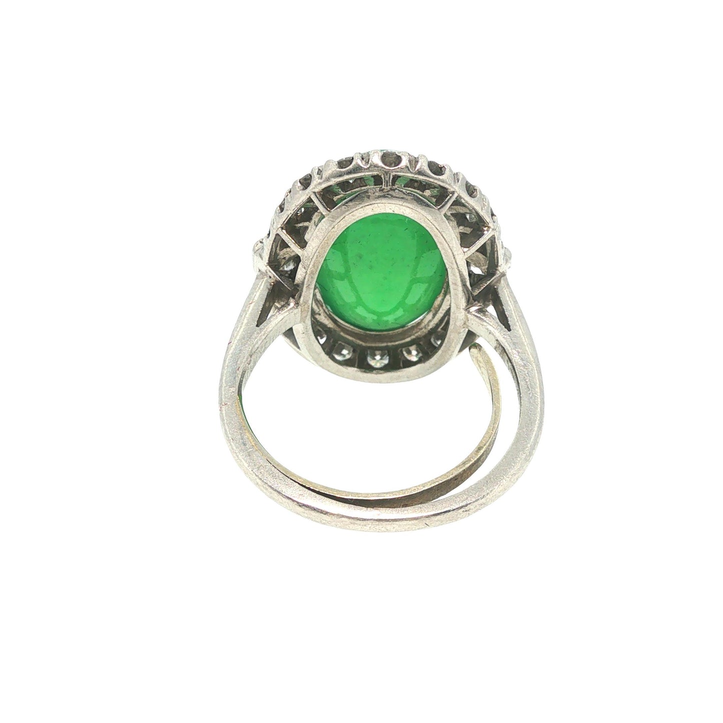 GIA Certified 1950s Type A Jadeite Jade Diamond Platinum Ring