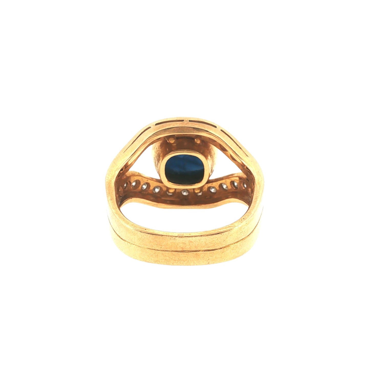 18K Gold Sapphire Cabochon Diamond Ring