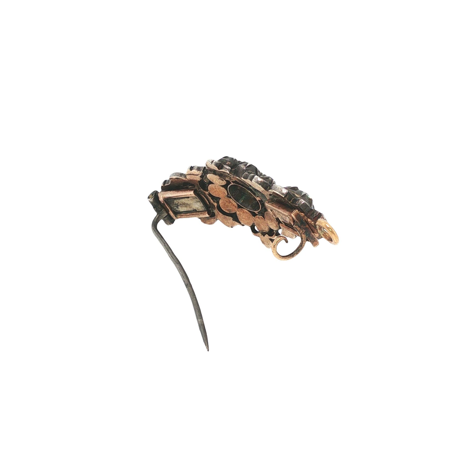 Victorian Gold & Silver Antique Diamond Floral Pendant Brooch