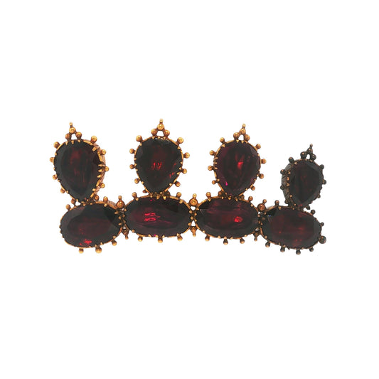 Early Victorian 18K Gold Garnet Crown Brooch