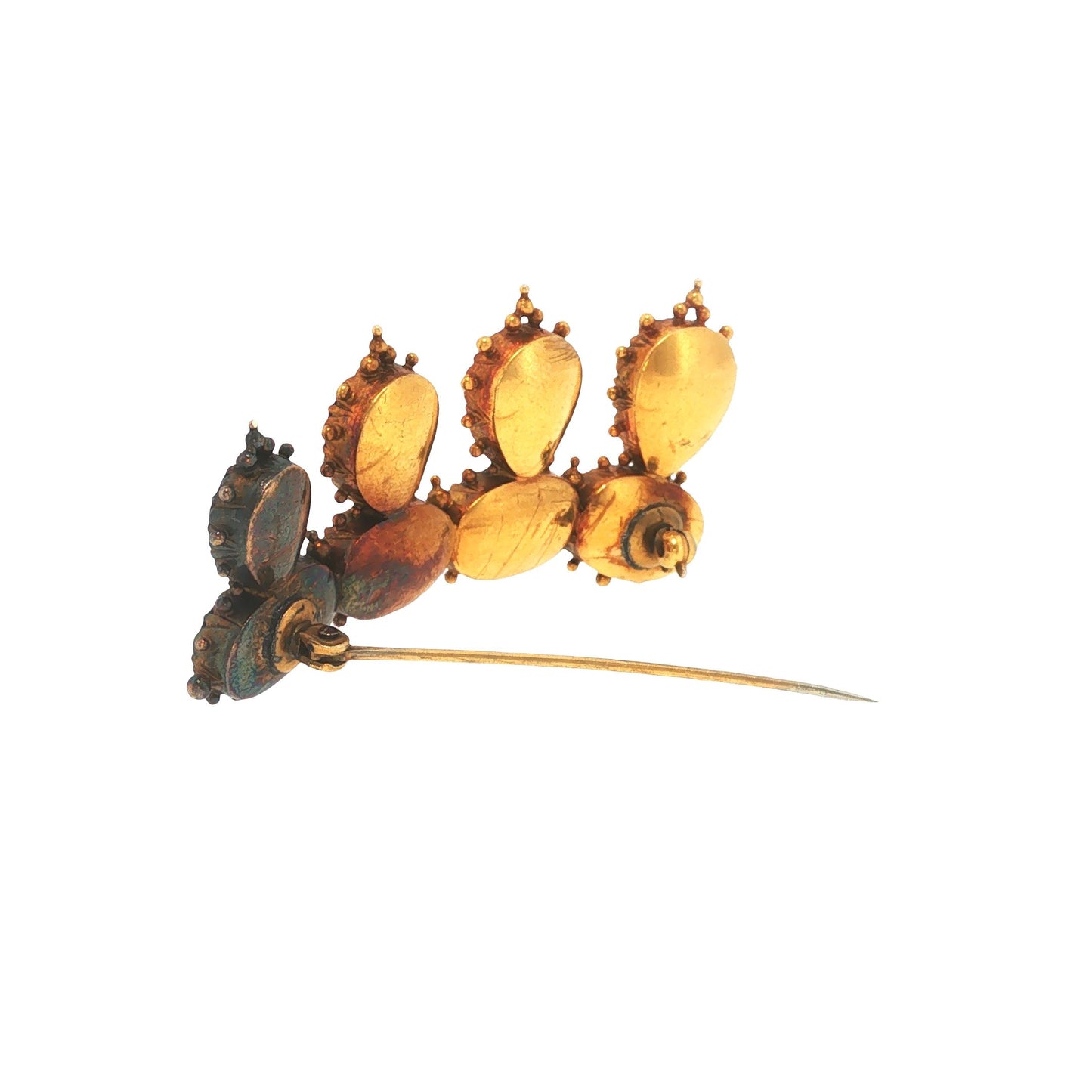 Early Victorian 18K Gold Garnet Crown Brooch