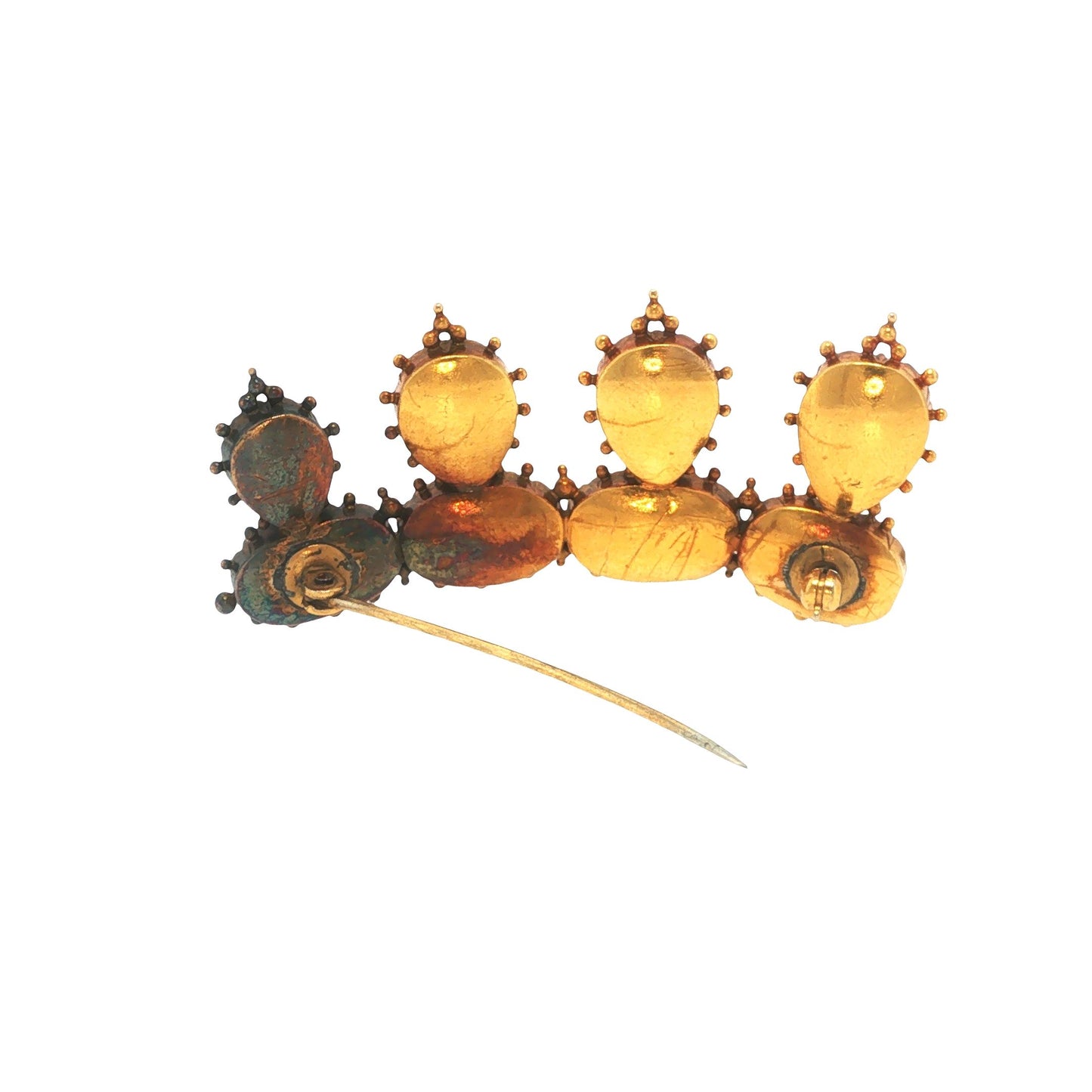 Early Victorian 18K Gold Garnet Crown Brooch