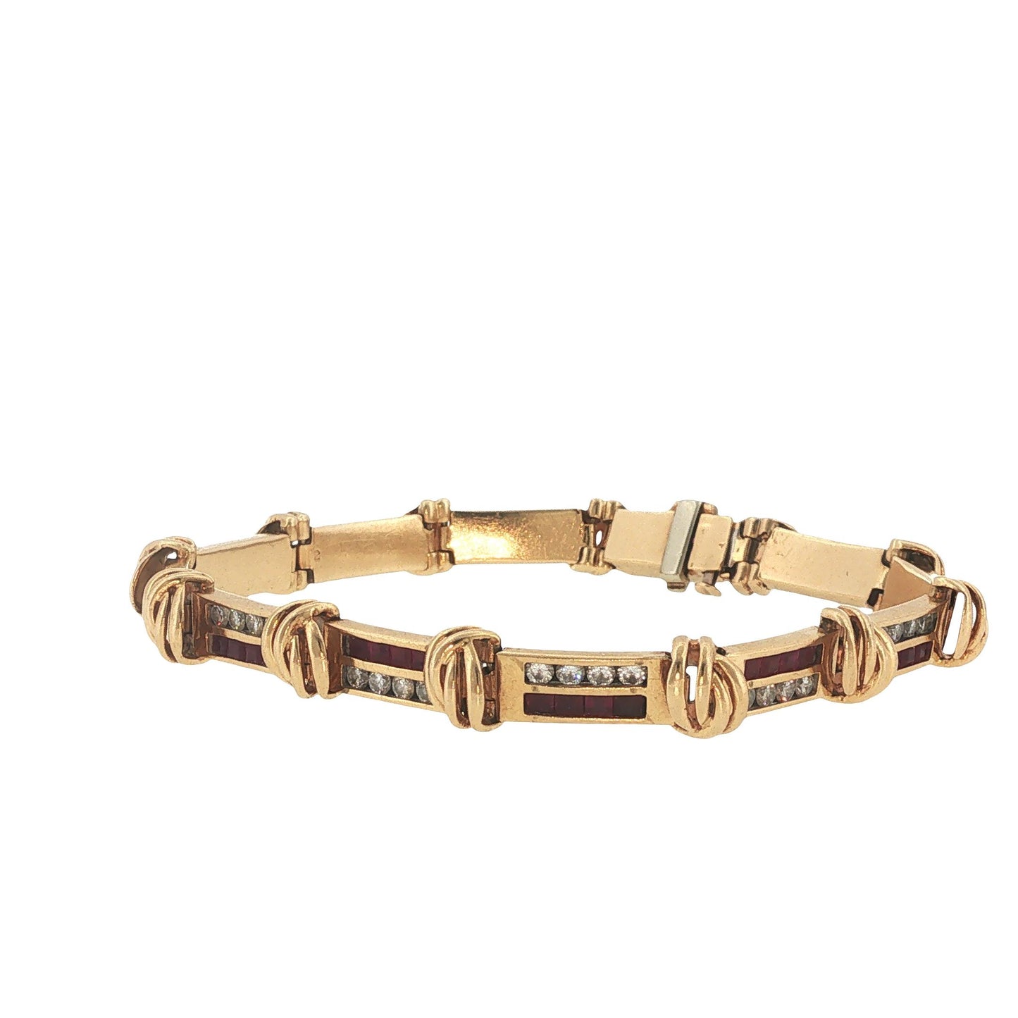 Vintage 14K Gold 1.92 Carat Ruby & 1.44 Carat Diamond Bracelet