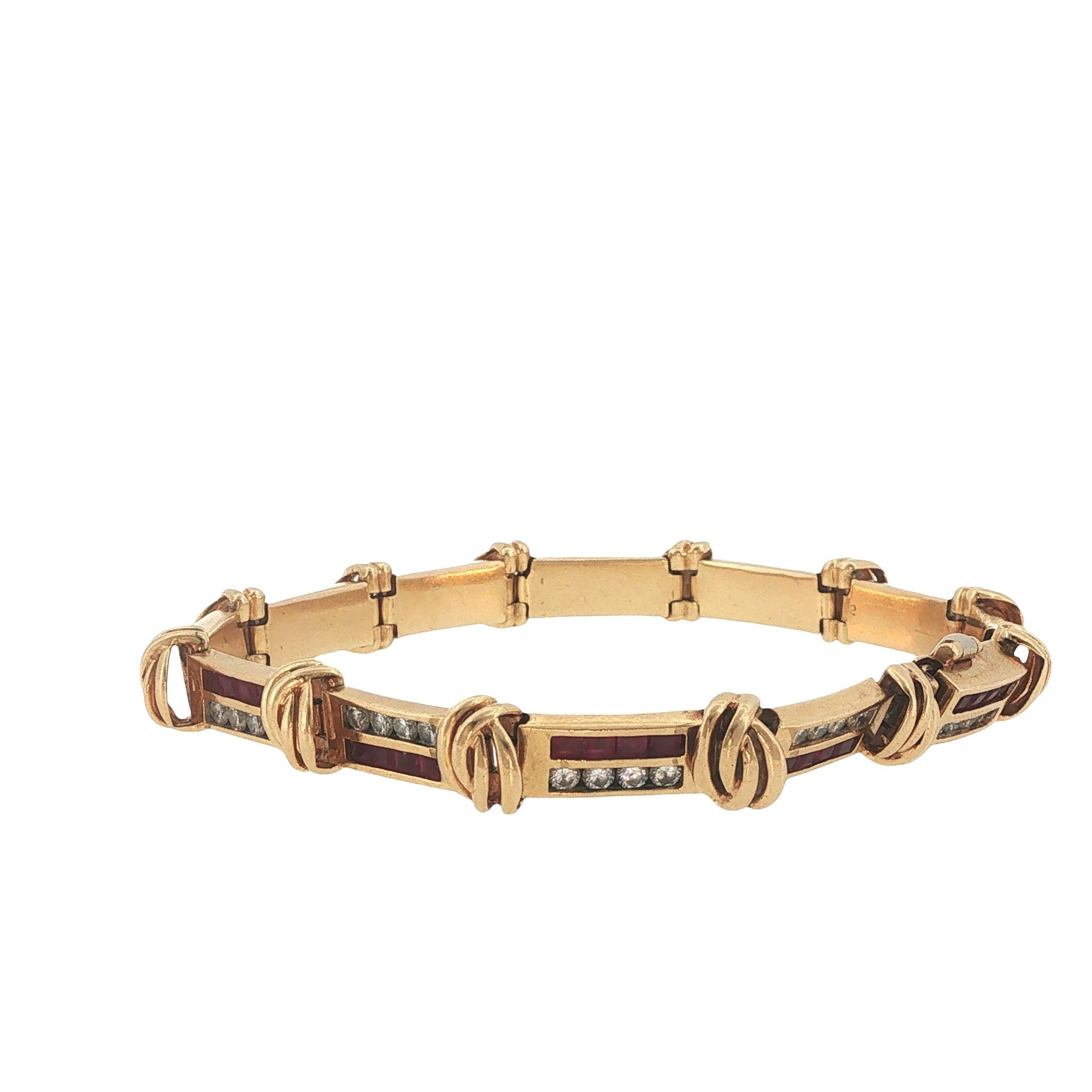 Vintage 14K Gold 1.92 Carat Ruby & 1.44 Carat Diamond Bracelet
