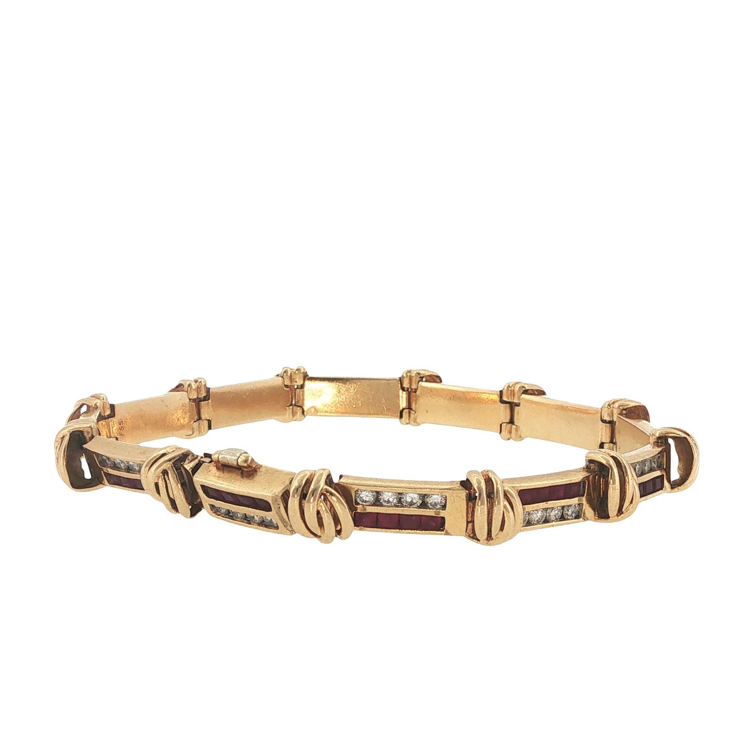 Vintage 14K Gold 1.92 Carat Ruby & 1.44 Carat Diamond Bracelet