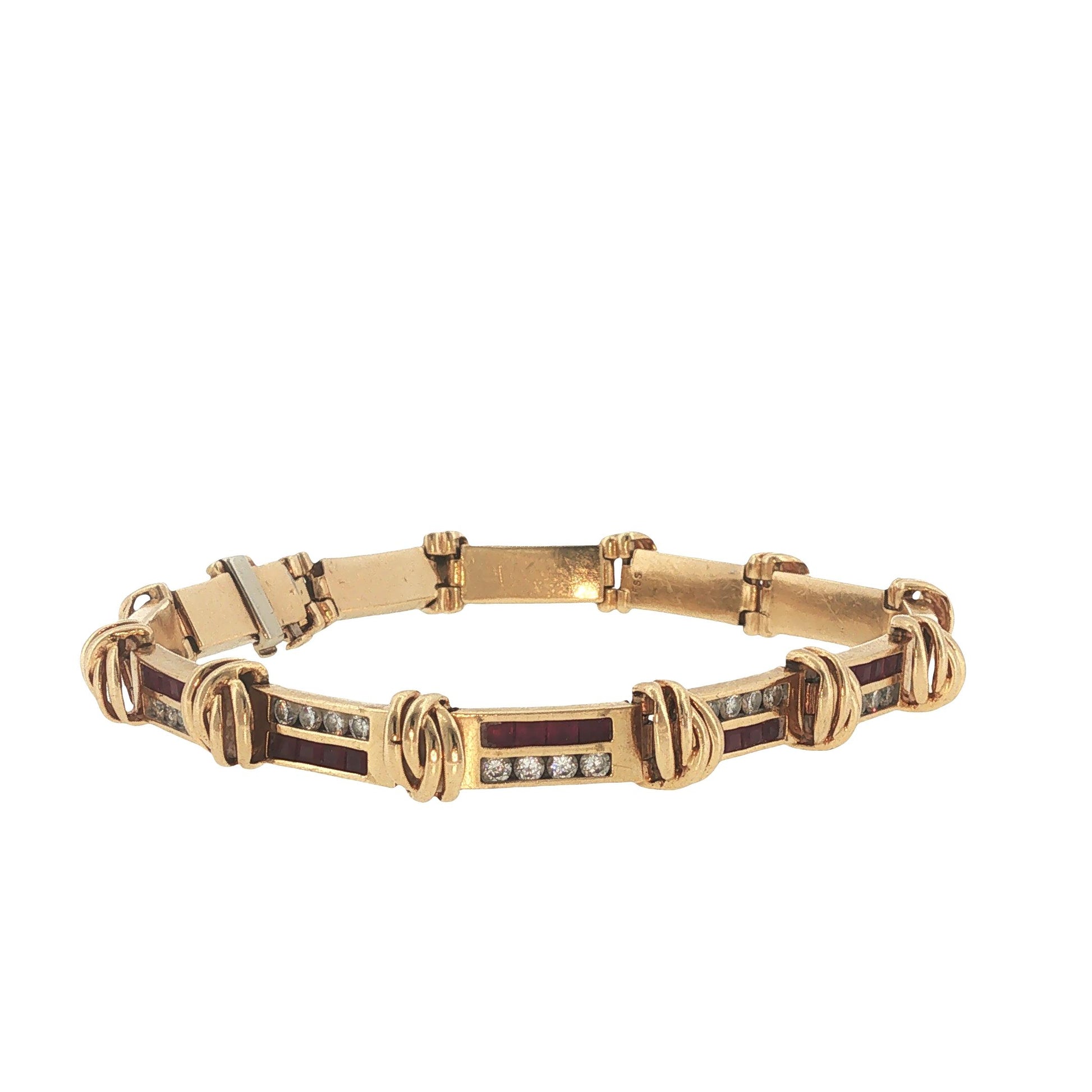 Vintage 14K Gold 1.92 Carat Ruby & 1.44 Carat Diamond Bracelet