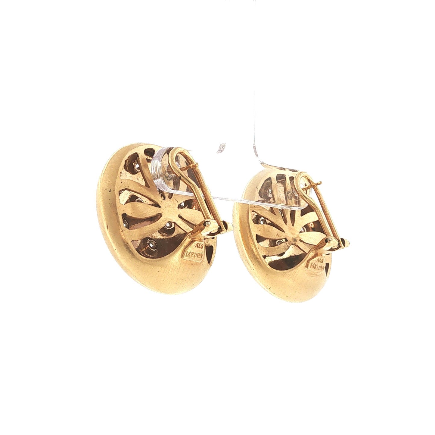 Italian ALS 14K Gold 0.78 Carat Diamond Disc Earrings
