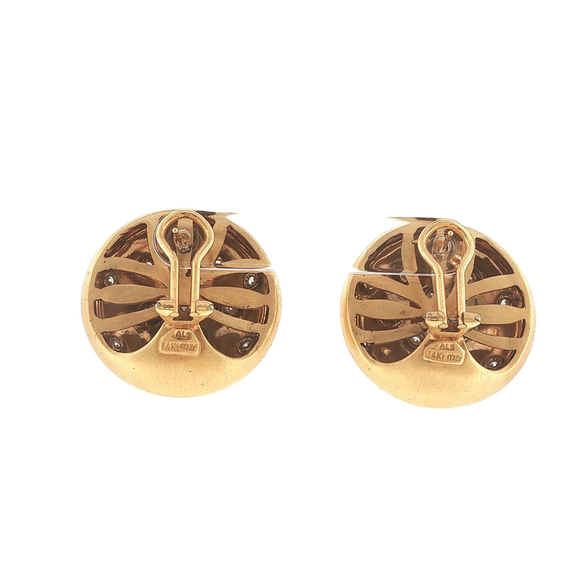 Italian ALS 14K Gold 0.78 Carat Diamond Disc Earrings
