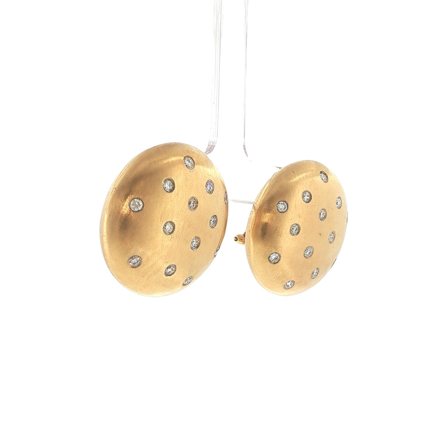 Italian ALS 14K Gold 0.78 Carat Diamond Disc Earrings