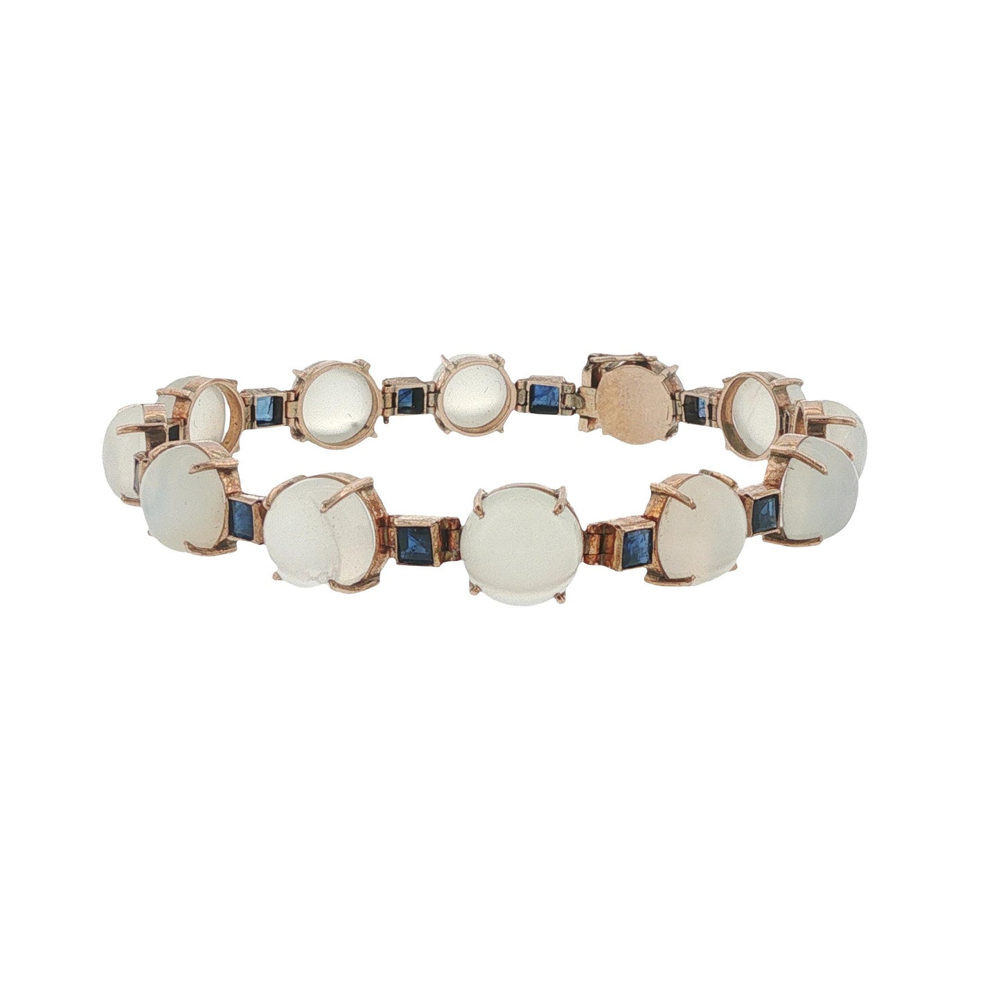 14K Gold Moonstone Sapphire Bracelet
