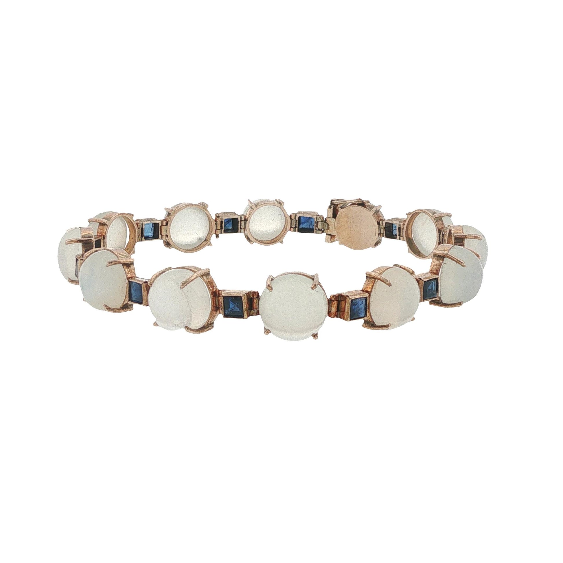 14K Gold Moonstone Sapphire Bracelet