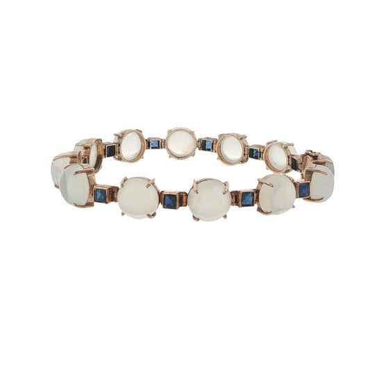 14K Gold Moonstone Sapphire Bracelet
