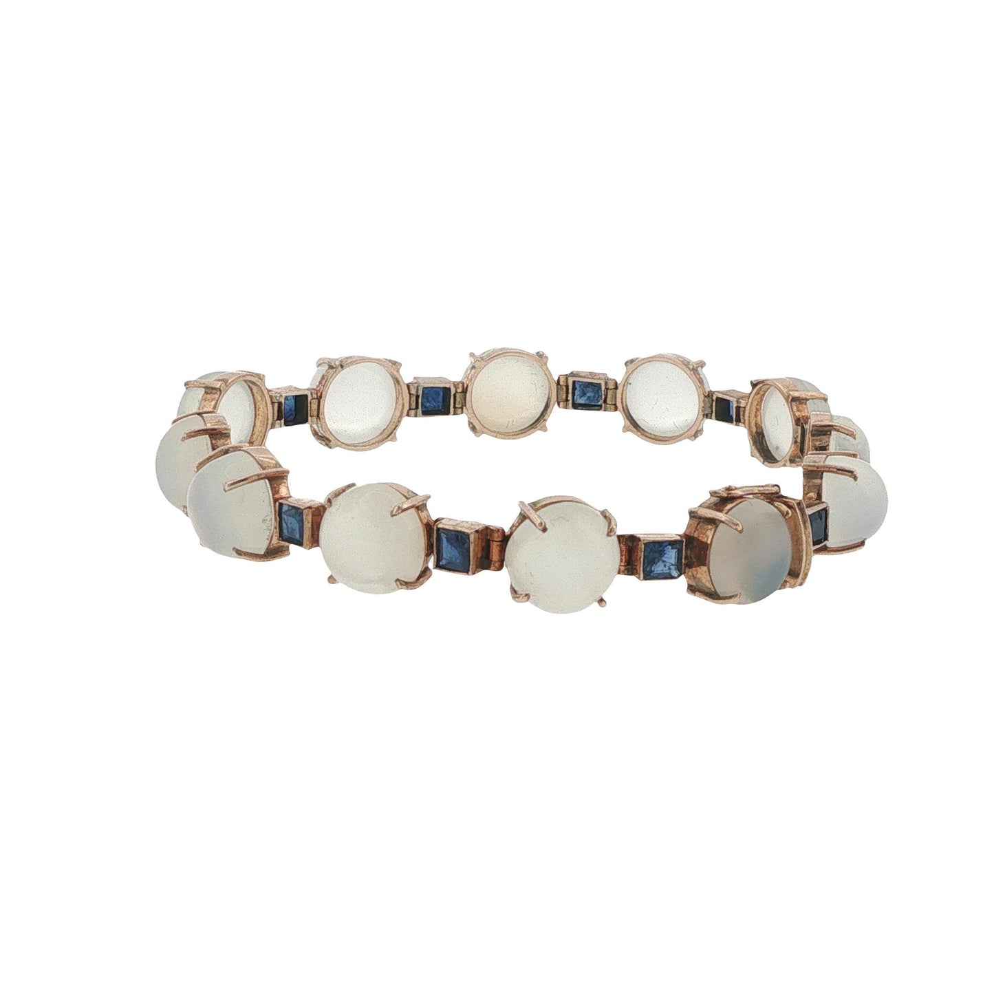 14K Gold Moonstone Sapphire Bracelet