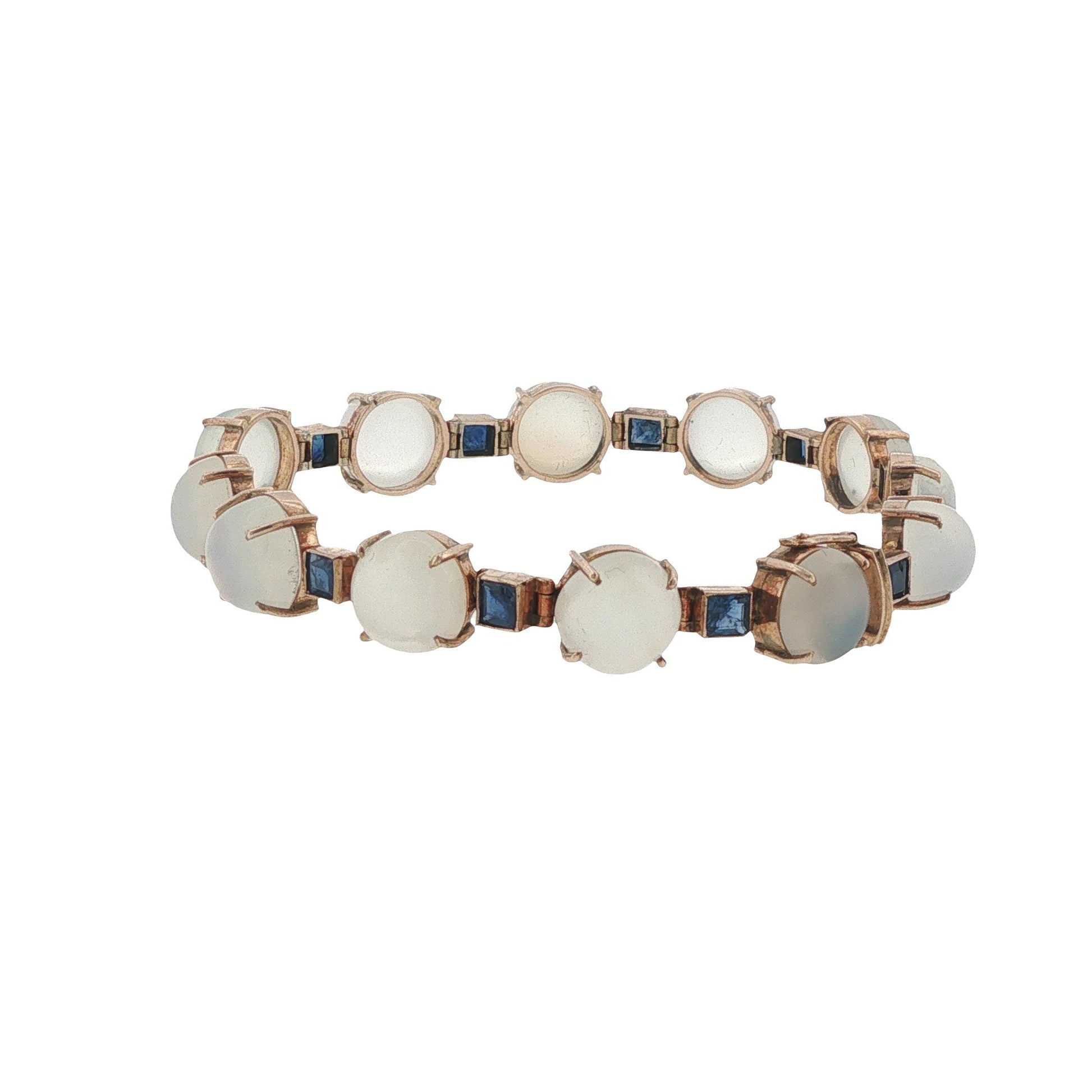 14K Gold Moonstone Sapphire Bracelet
