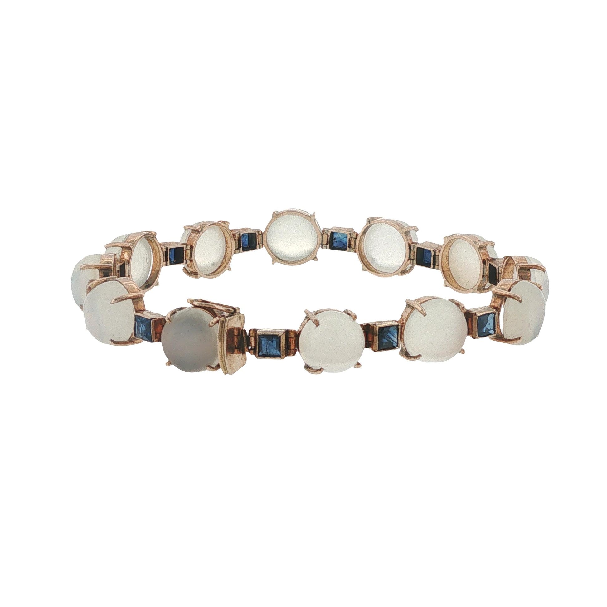 14K Gold Moonstone Sapphire Bracelet